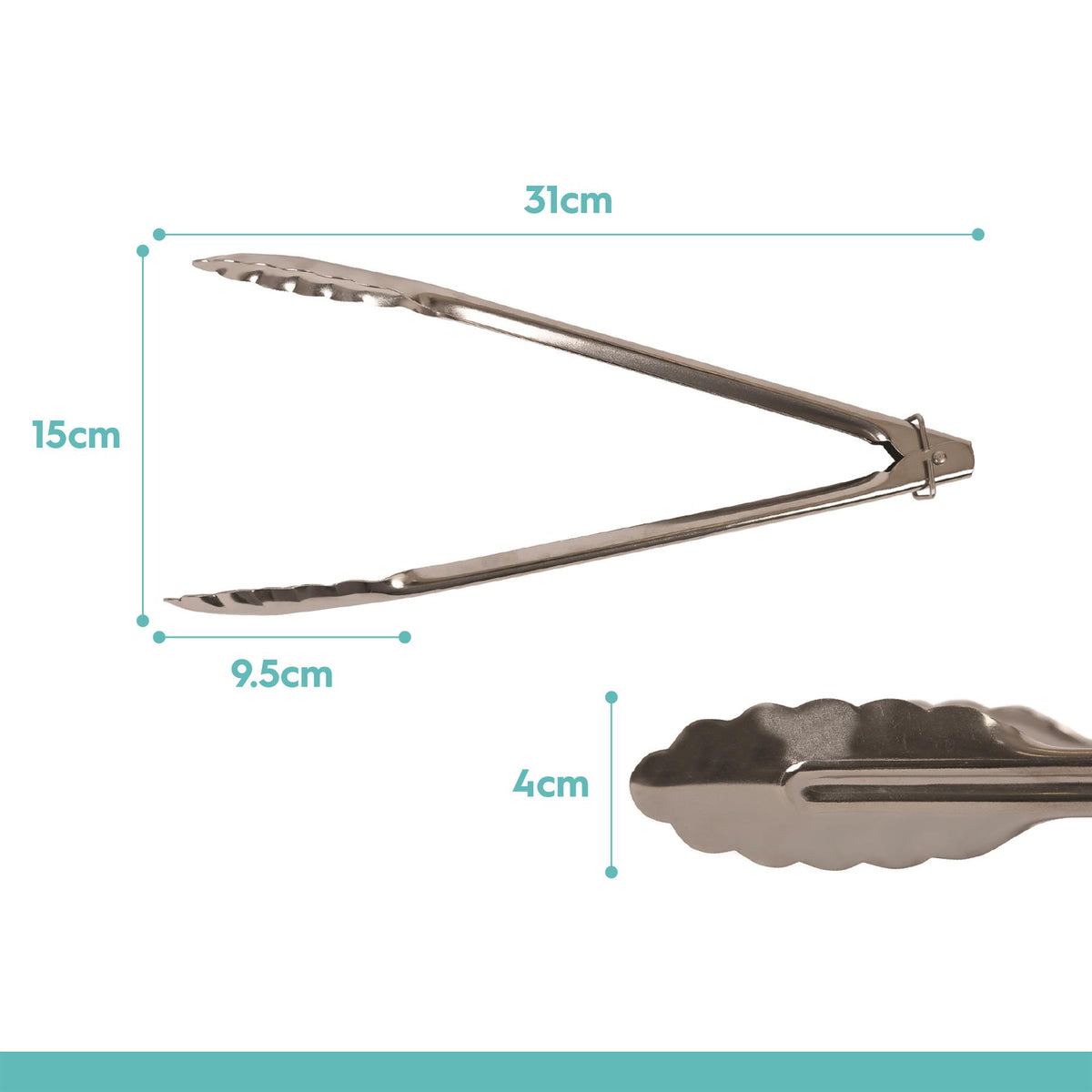 All-Purpose Stainless Steel Kitchen Tongs - 31cm