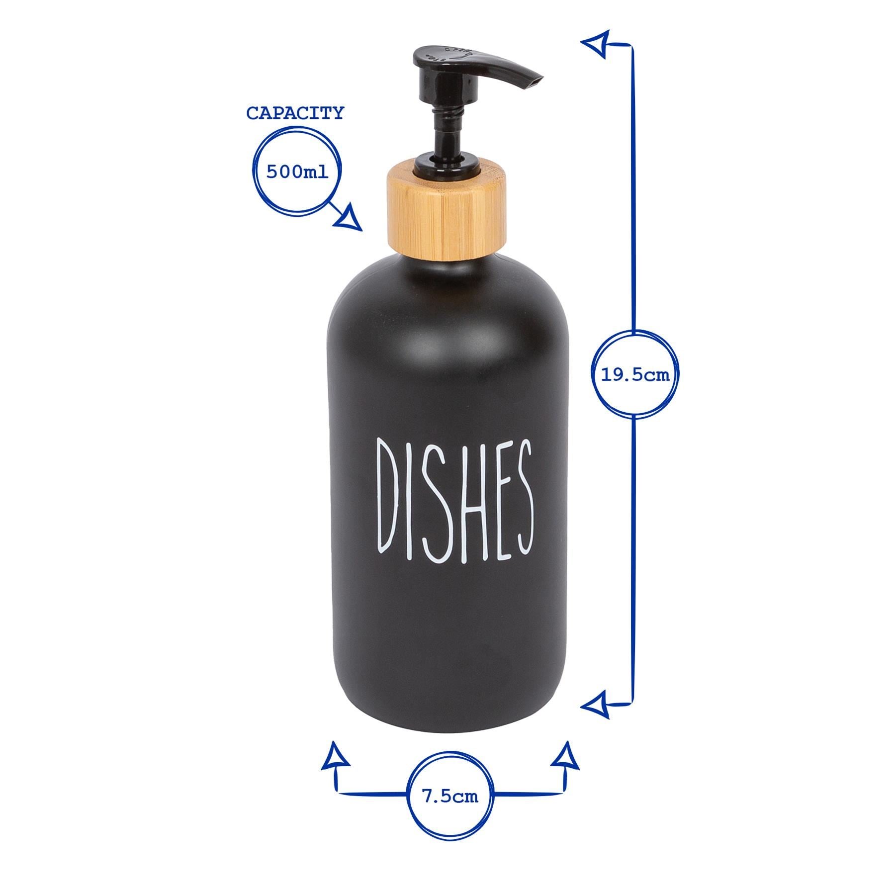 500ml Black Glass Dish Soap Dispenser