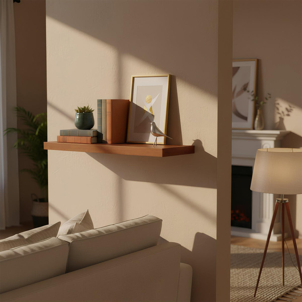 60cm Walnut Modern Floating Shelf