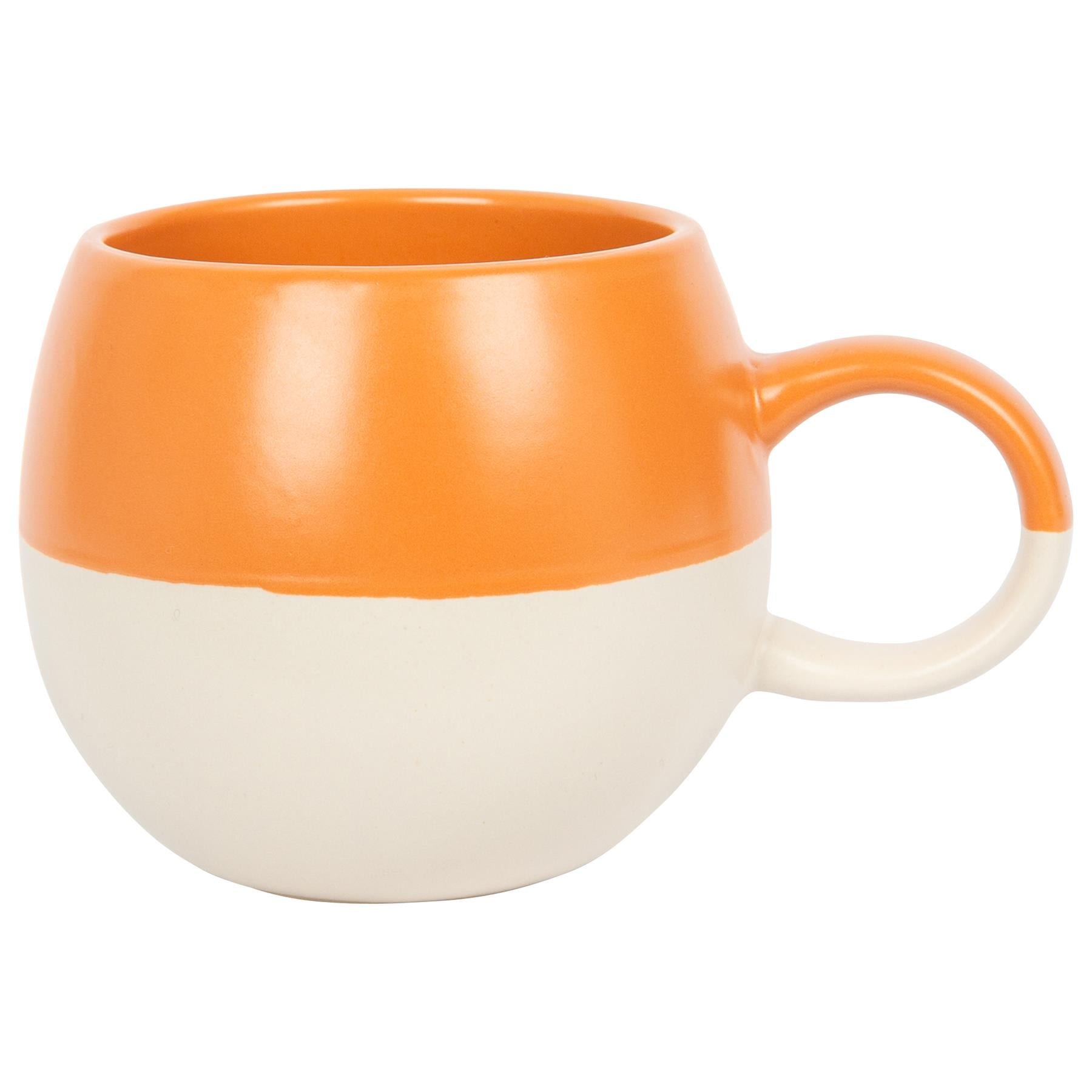 340ml Burnt Orange Colour Block Stoneware Sphere Mug