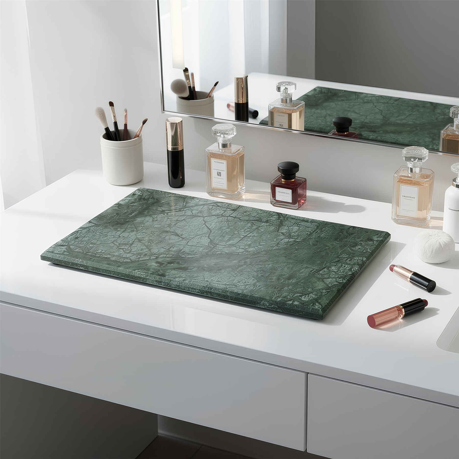 Marble Serving Board - 32.5 x 17.5cm - Green