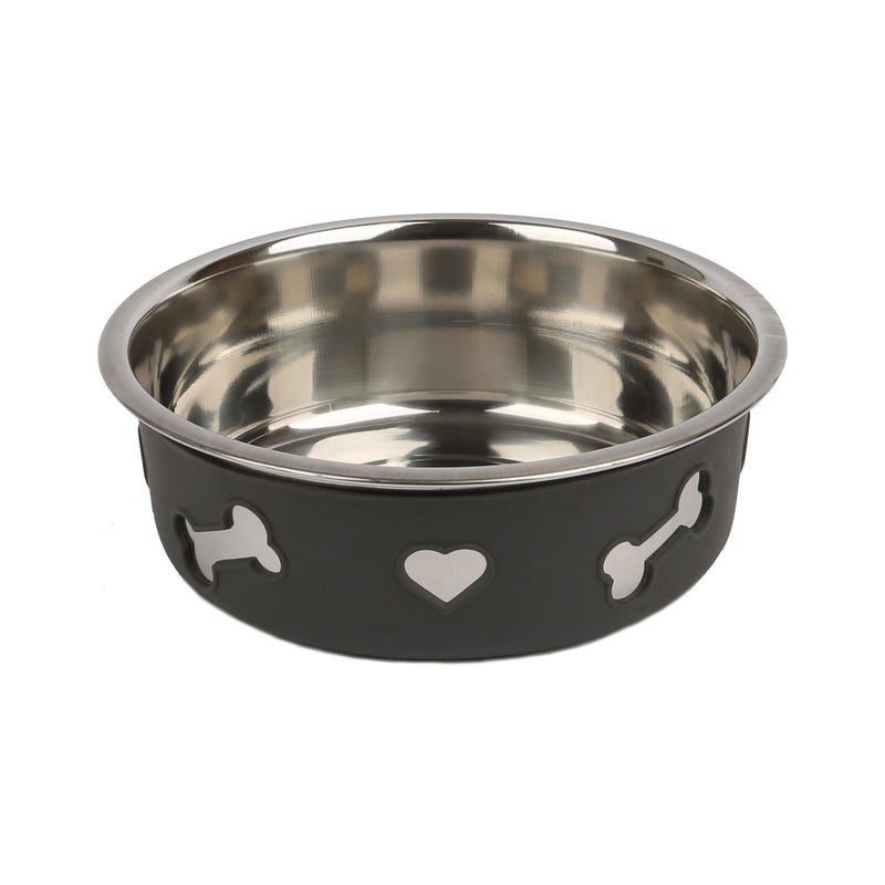 1.7L Stainless Steel Dog Bowl - Black - By Pets Collection