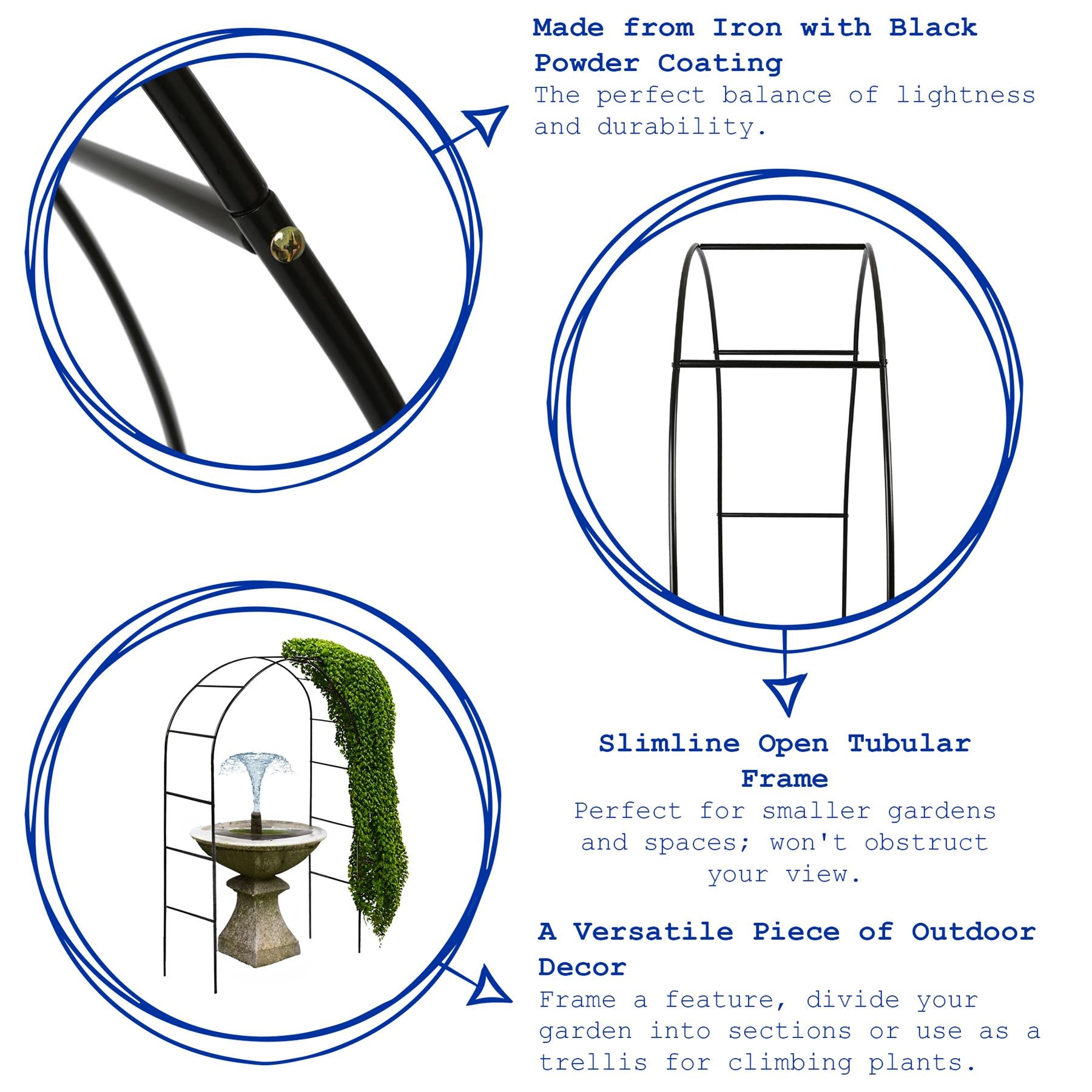 Metal Garden Arbour Arch - 2.4M x 1.4M