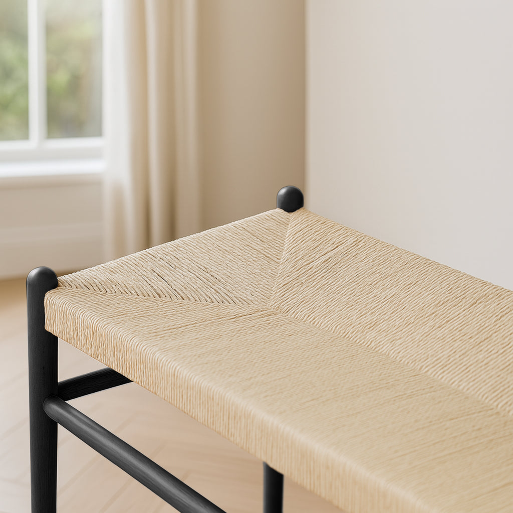 Black Wooden Wishbone Dining Bench