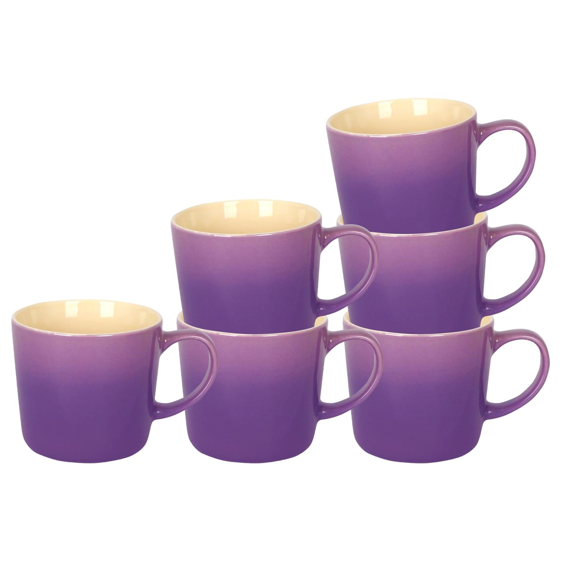 330ml Purple New Bone China Ombre Mugs - Pack of Six