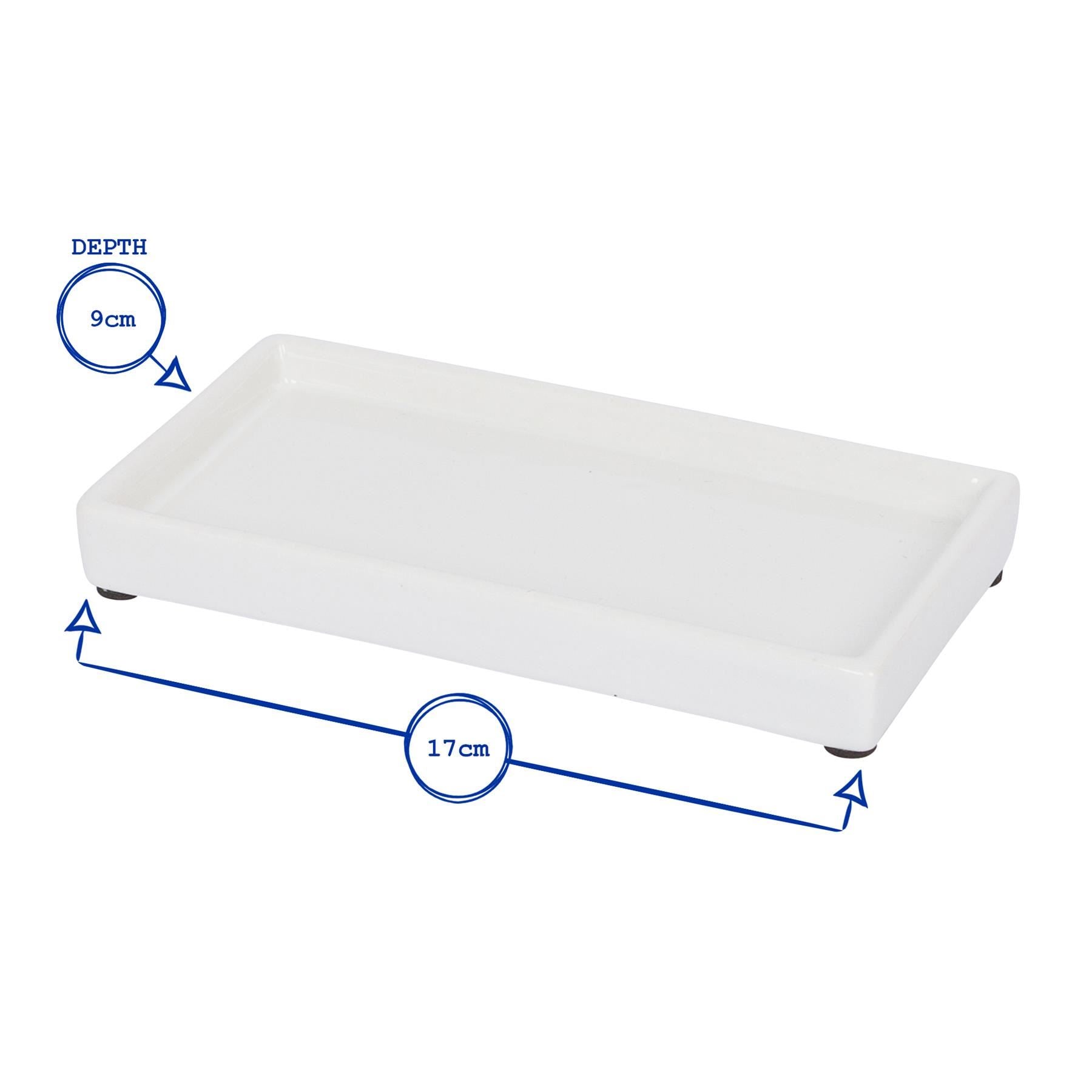 17cm White Ceramic Soap Dispenser Tray