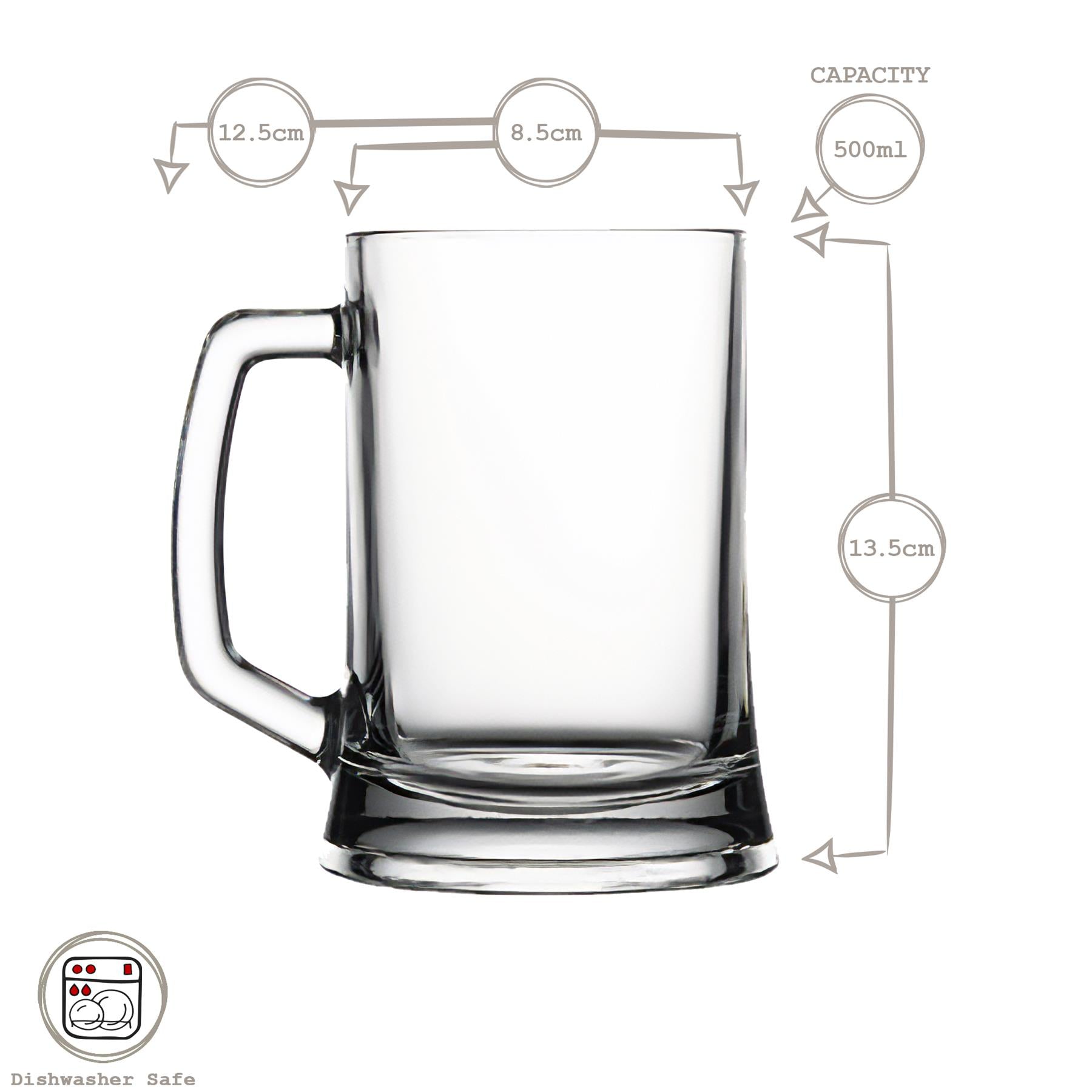 500ml Pub Glass Beer Mugs - Pack of 2