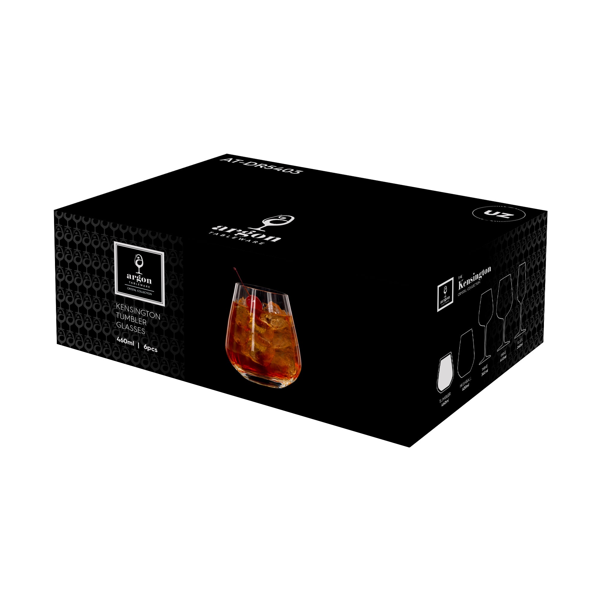 460ml Kensington Optic Crystal Tumbler Glasses - Pack of 6