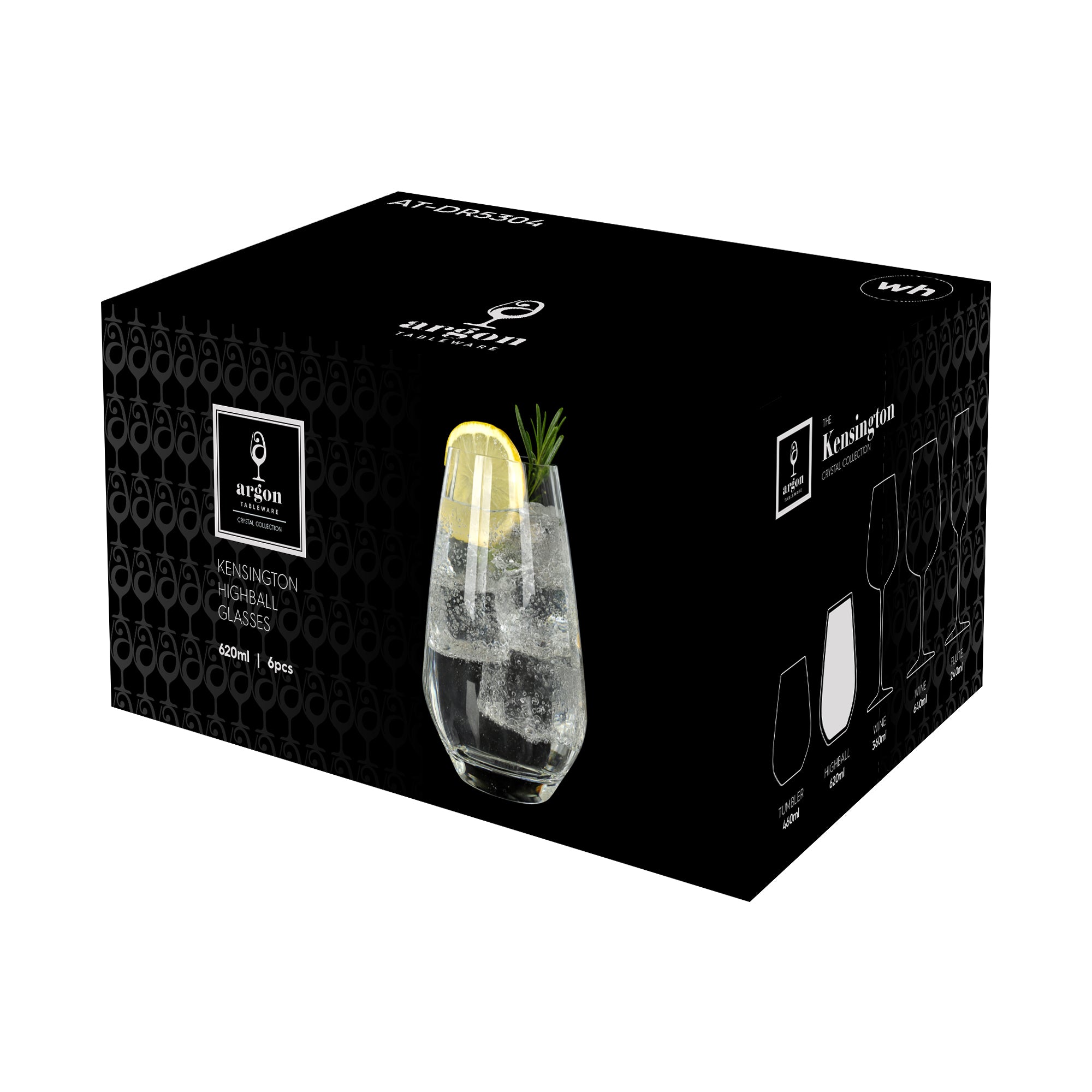 620ml Kensington Optic Crystal Highball Glasses - Pack of 6