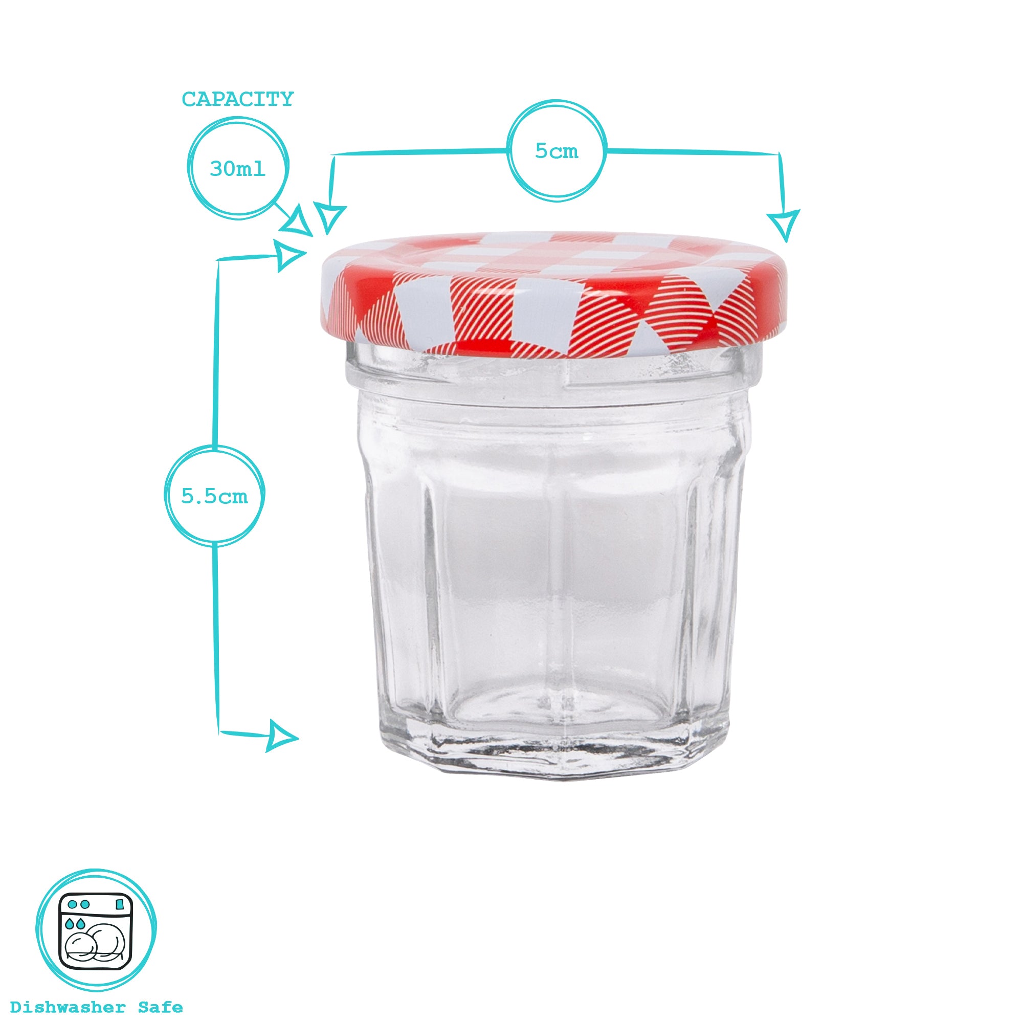 30ml Glass Jam Jars with Lids - Pack of 6