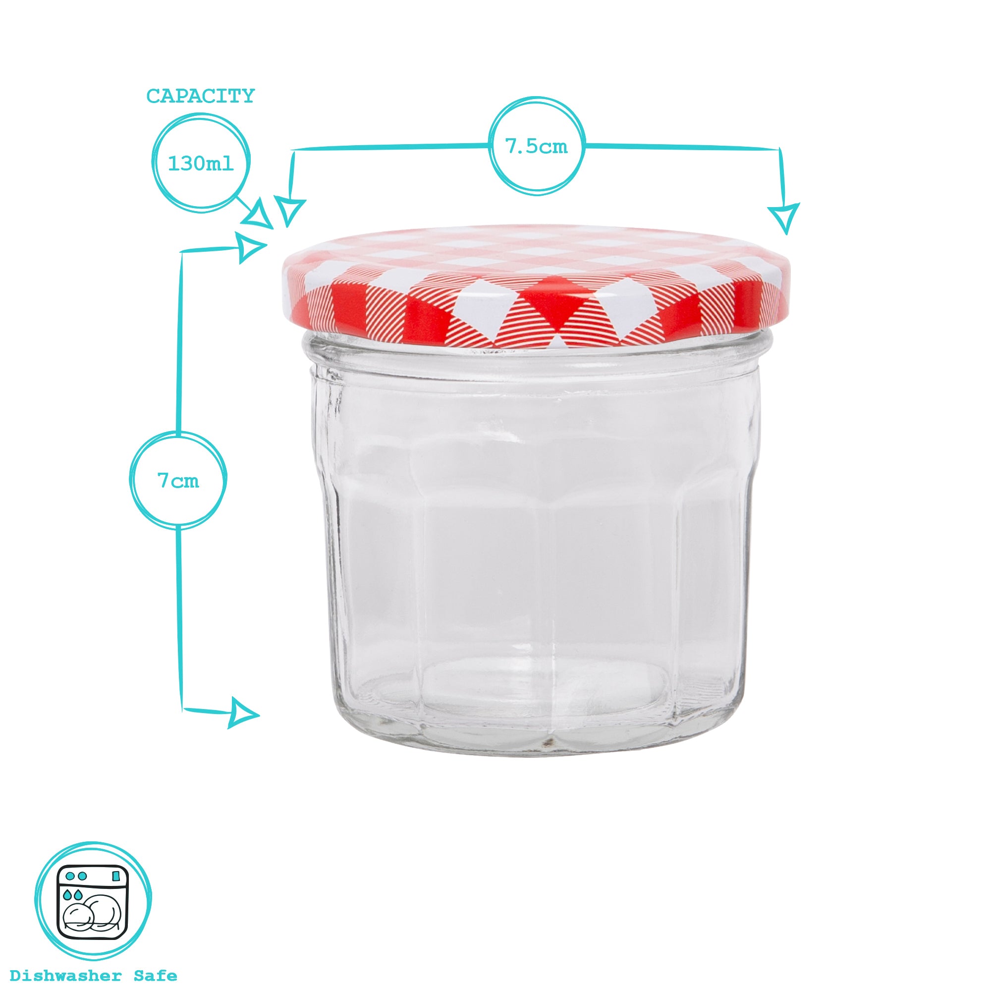 130ml Glass Jam Jars with Lids - Pack of 6