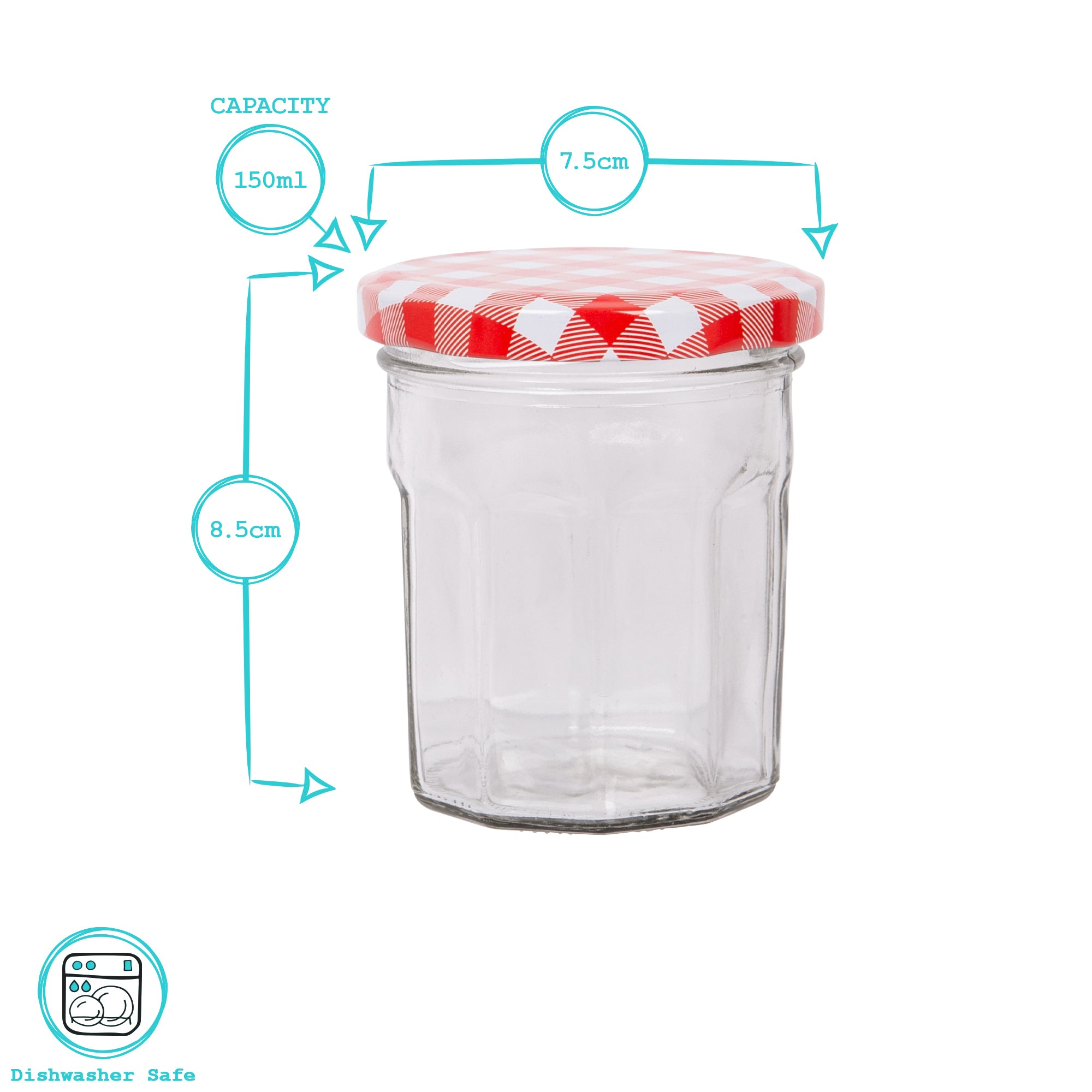 150ml Glass Jam Jars with Lids - Pack of 6