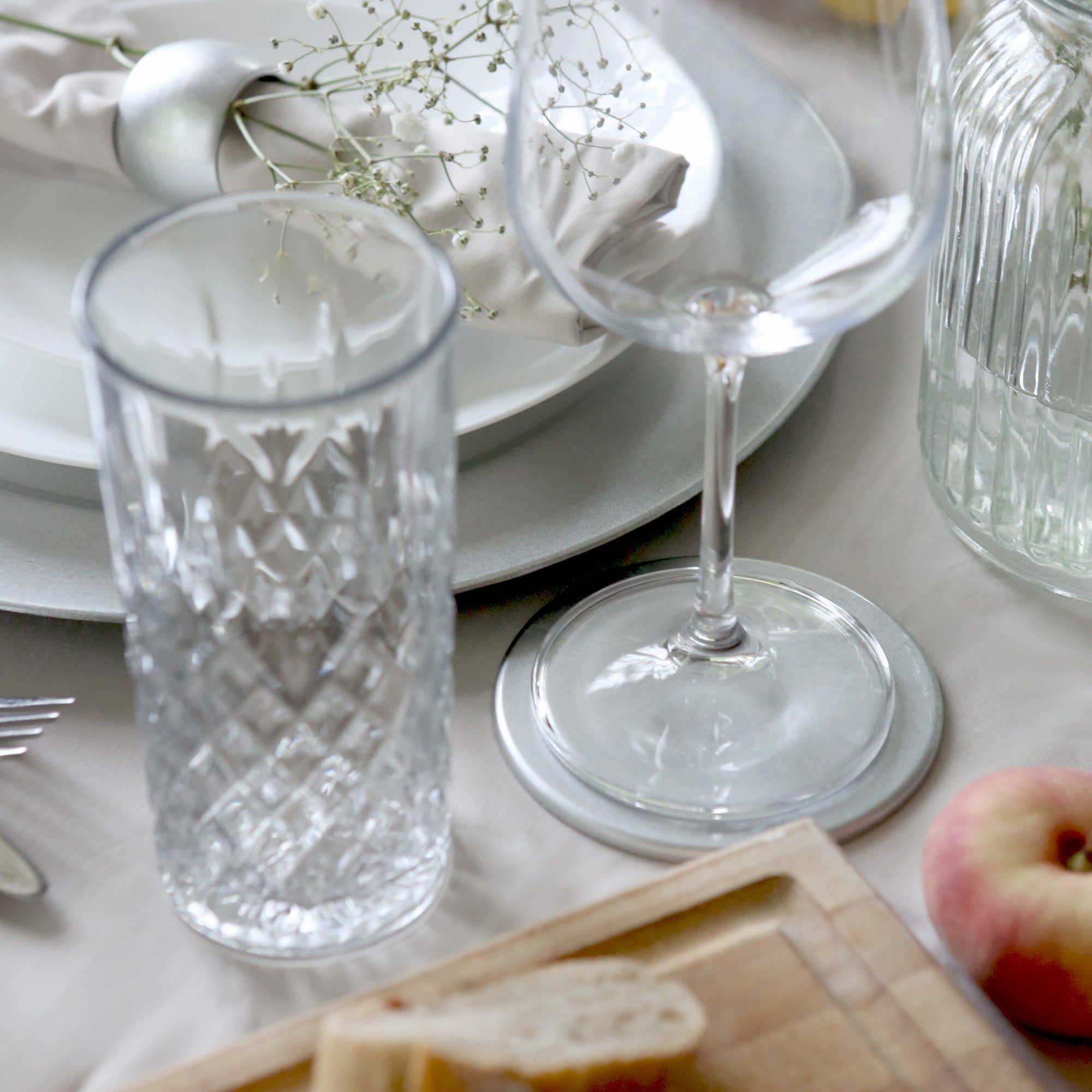 Metallic Silver Melamine Napkin Rings - Pack of Six