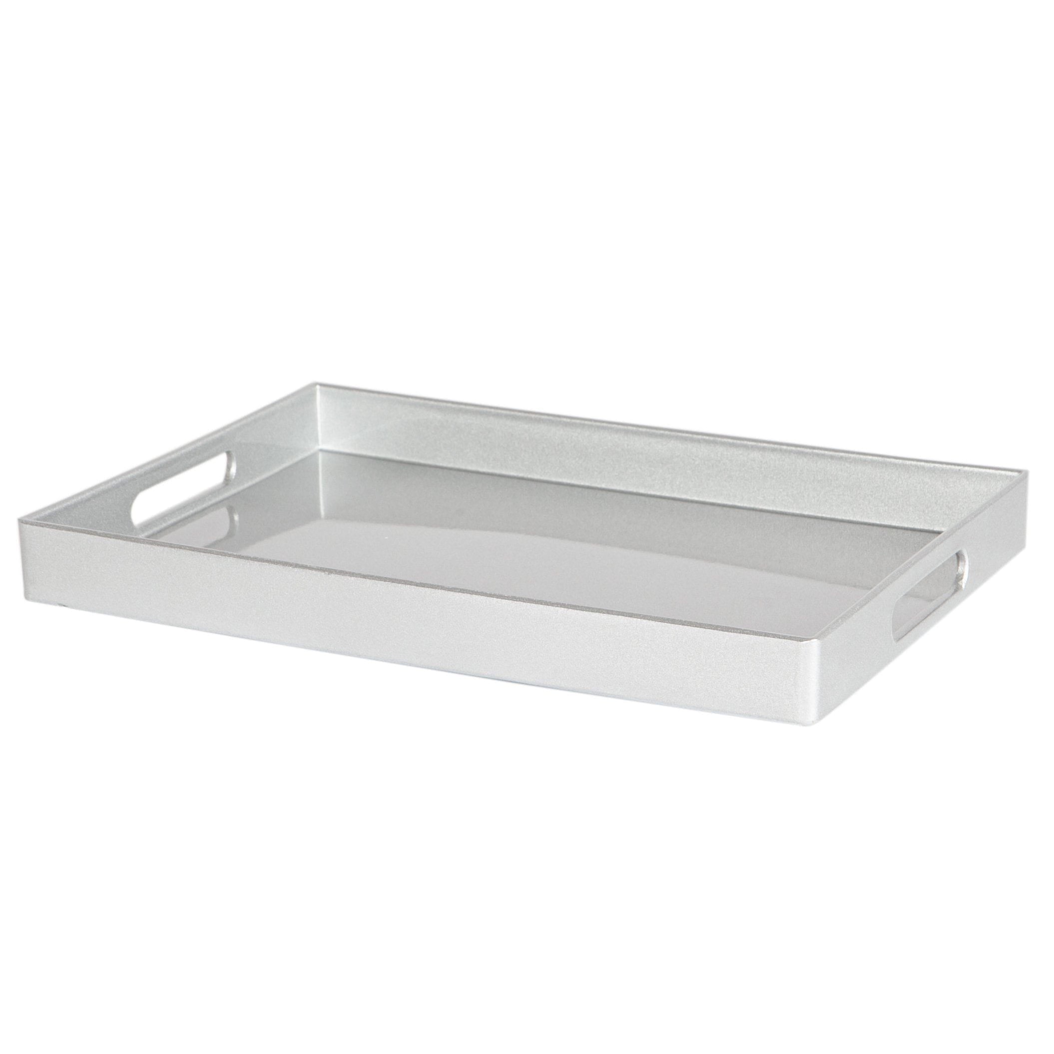 34.5cm x 25cm Silver Rectangle Lacquer Tray