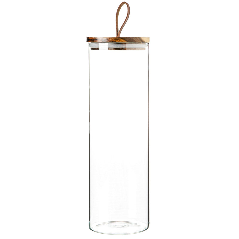 2L Scandi Storage Jar with Leather Loop Wooden Lid - By Argon Tableware