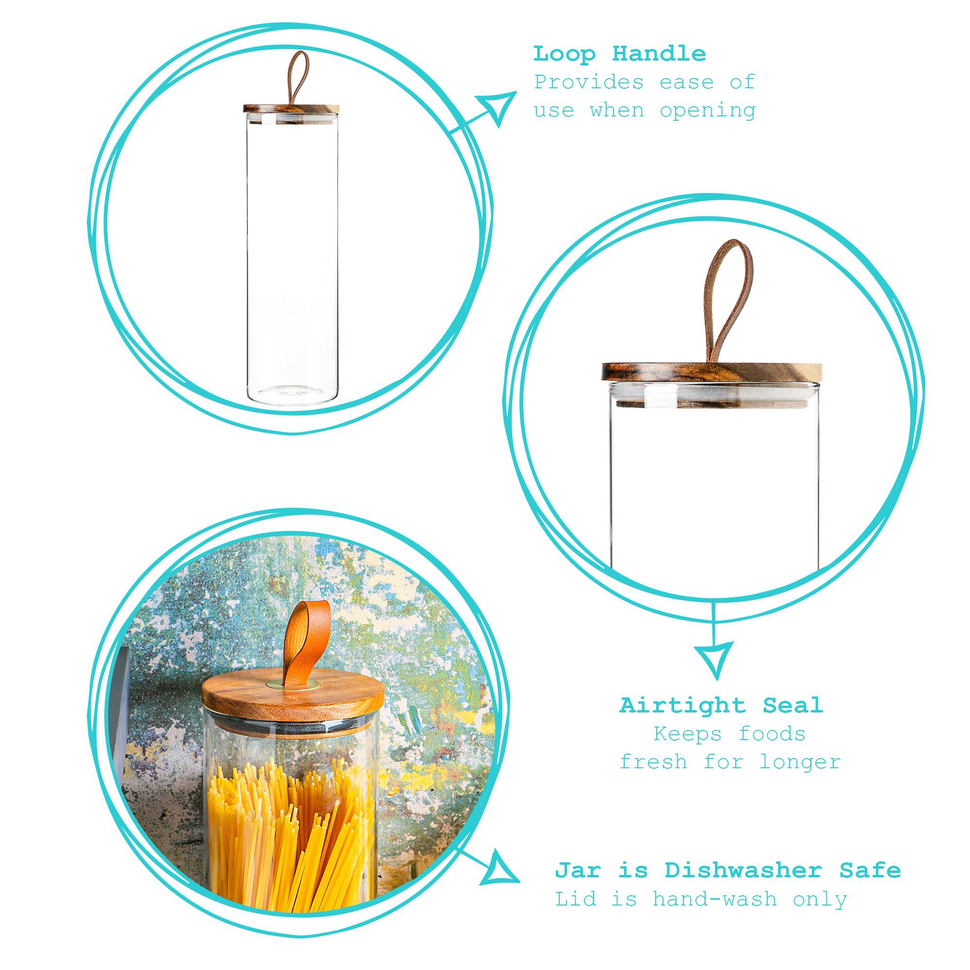 2L Scandi Storage Jar with Leather Loop Lid