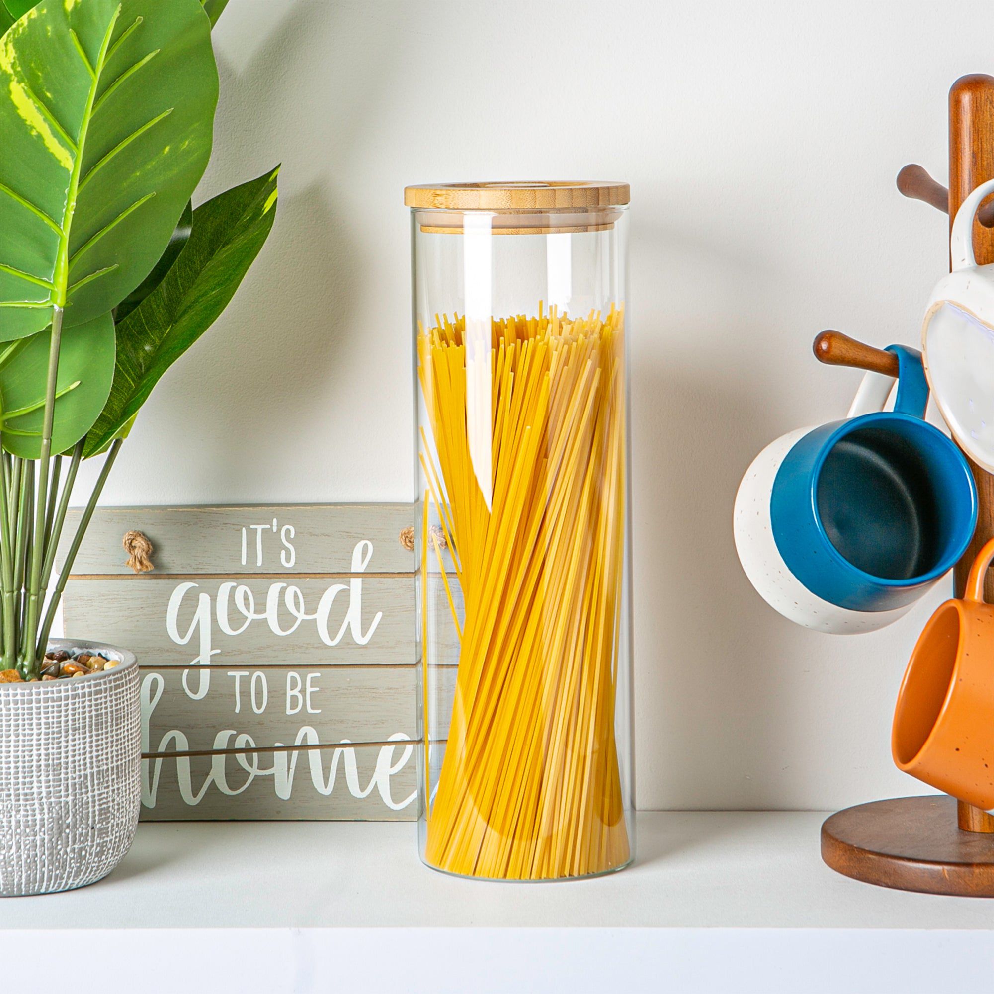 2L Scandi Storage Jar with Carved Wooden Lid