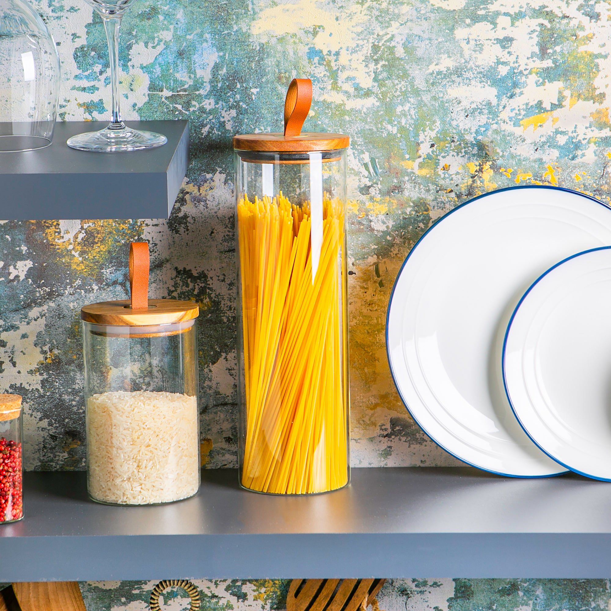 2L Scandi Storage Jar with Leather Loop Lid