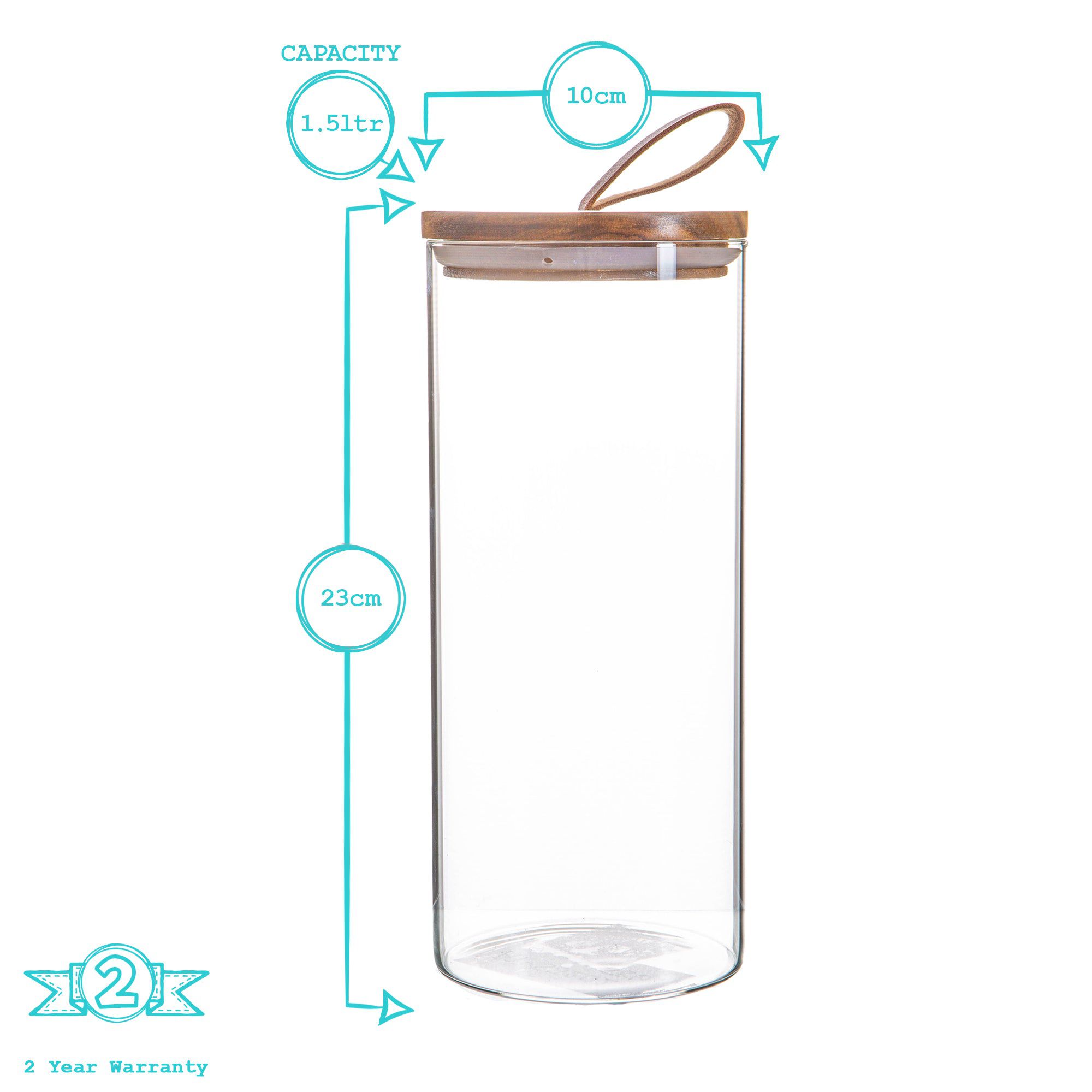 1.5L Scandi Storage Jar with Leather Loop Lid