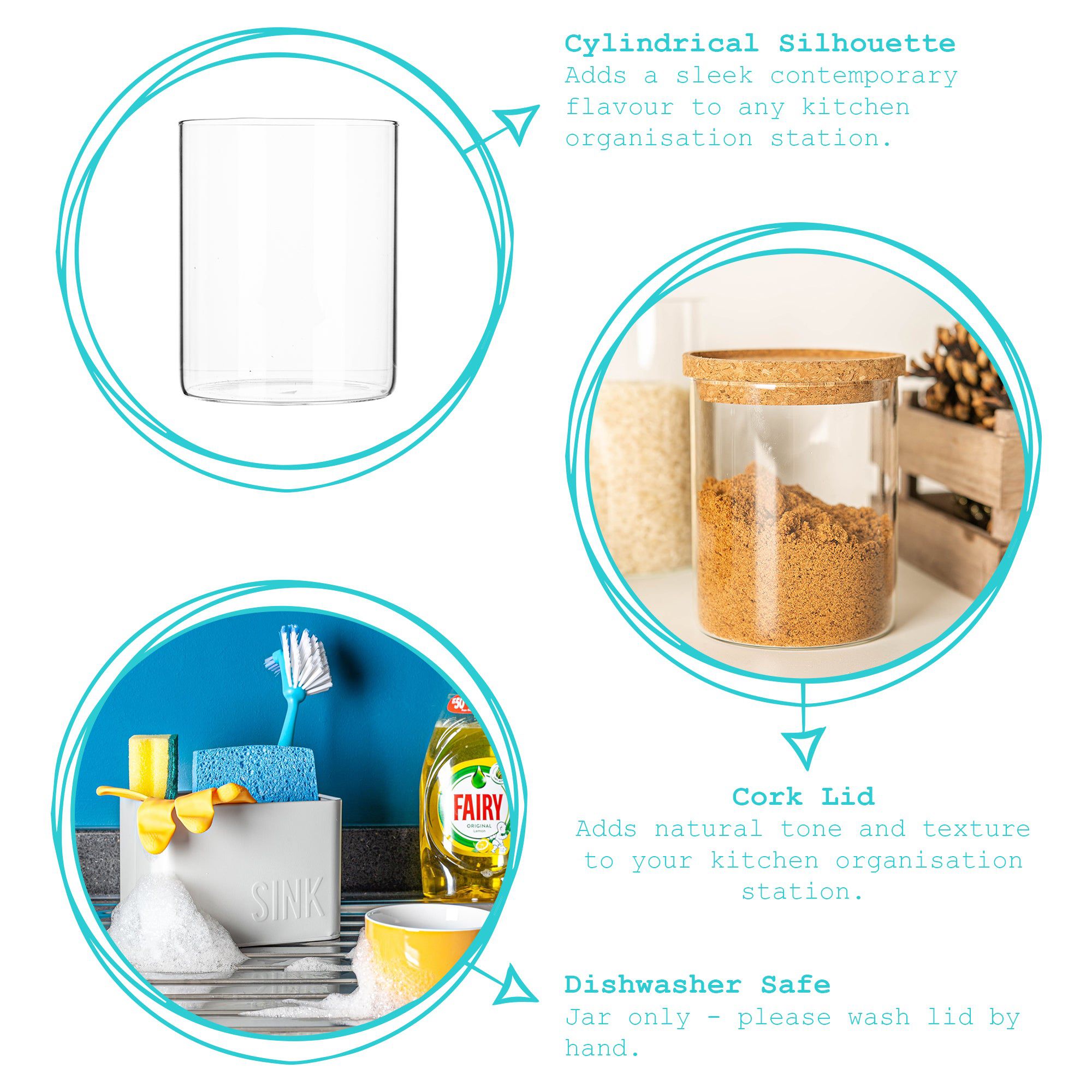 550ml Scandi Storage Jar with Cork Lid