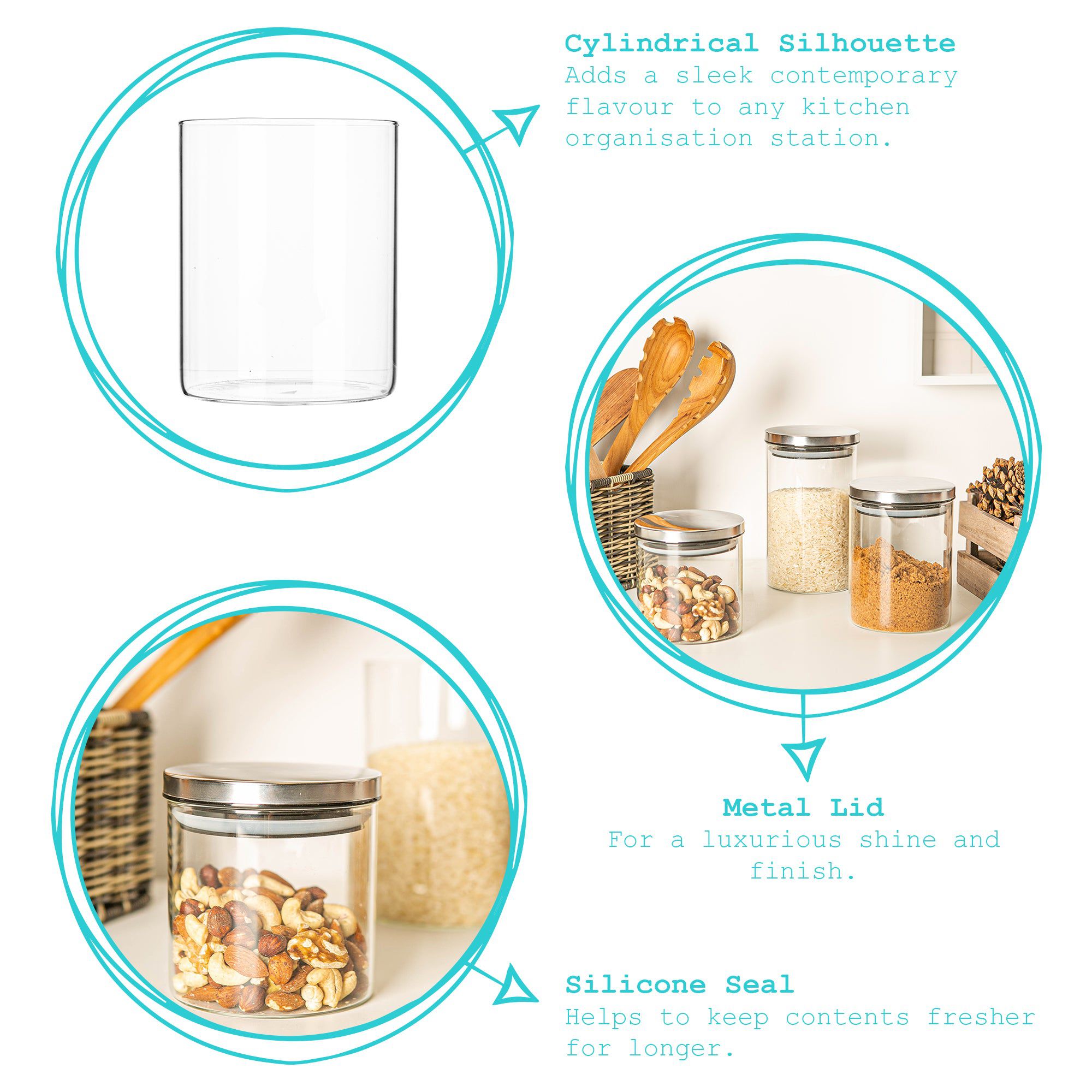 750ml Scandi Storage Jar with Metallic Lid