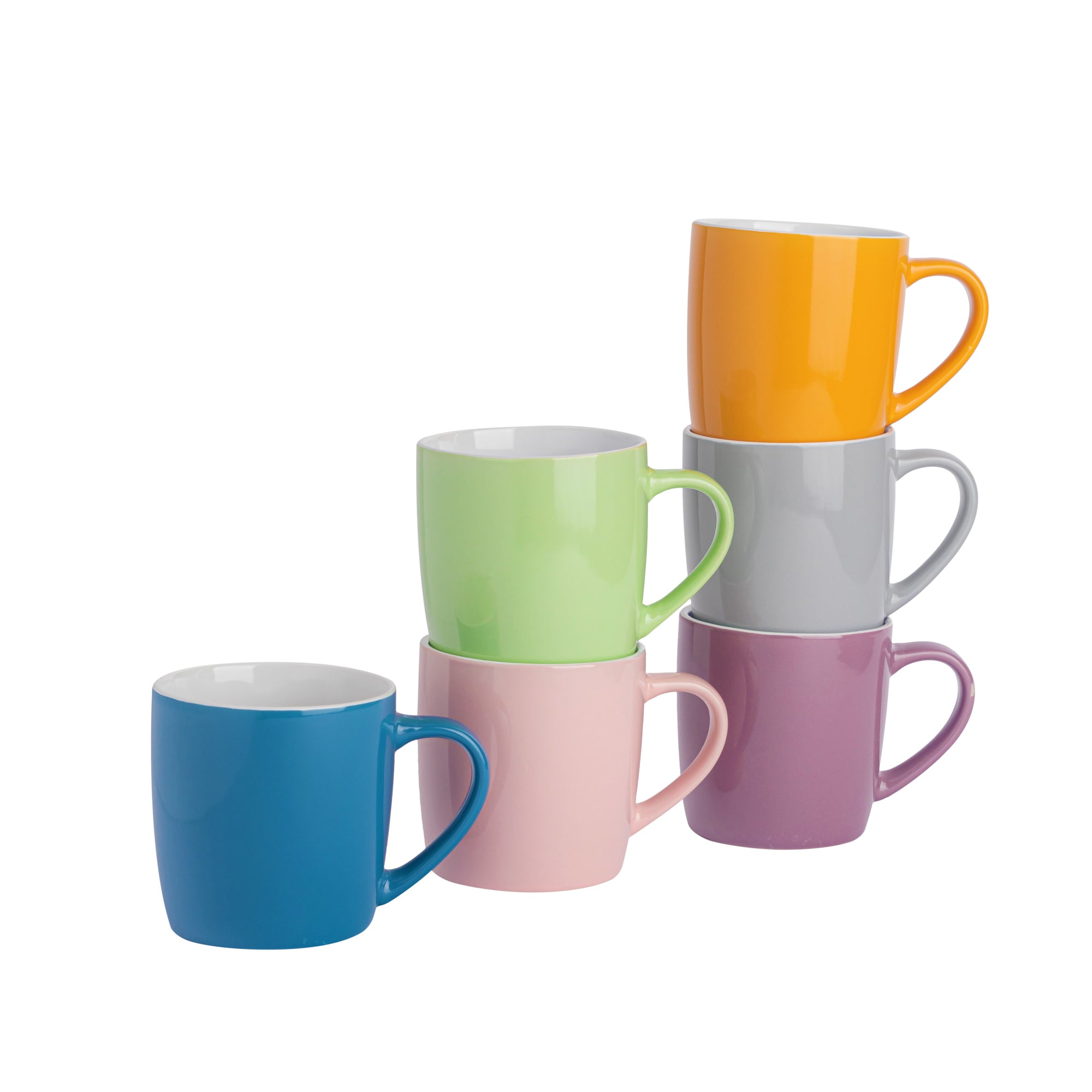 350ml Multi Coloured Coffee Mugs - Pack of Six