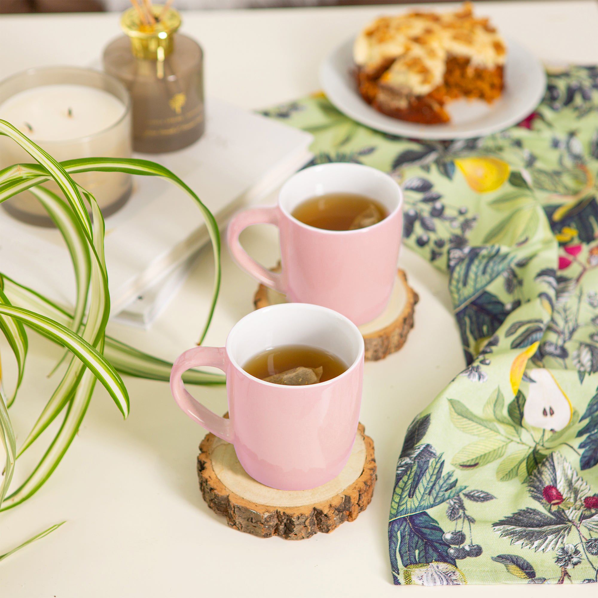 350ml Pink Coloured Coffee Mugs - Pack of Six