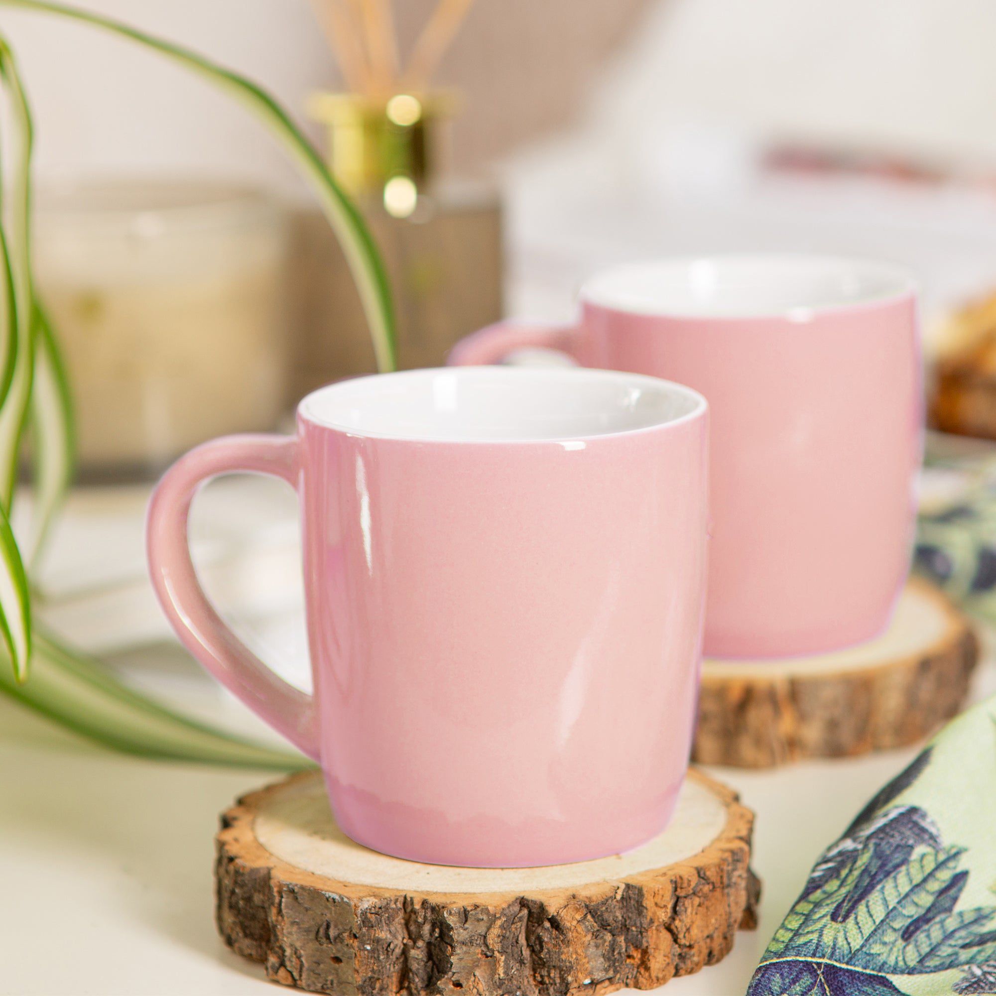 350ml Pink Coloured Coffee Mugs - Pack of Six