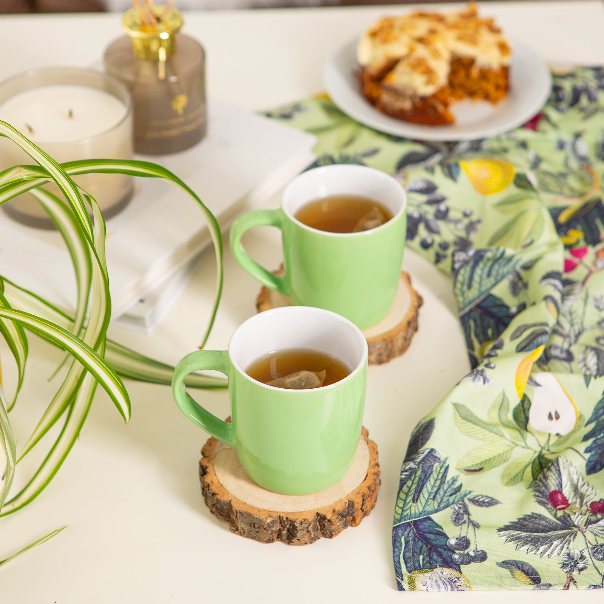 350ml Green Coloured Coffee Mugs - Pack of Six