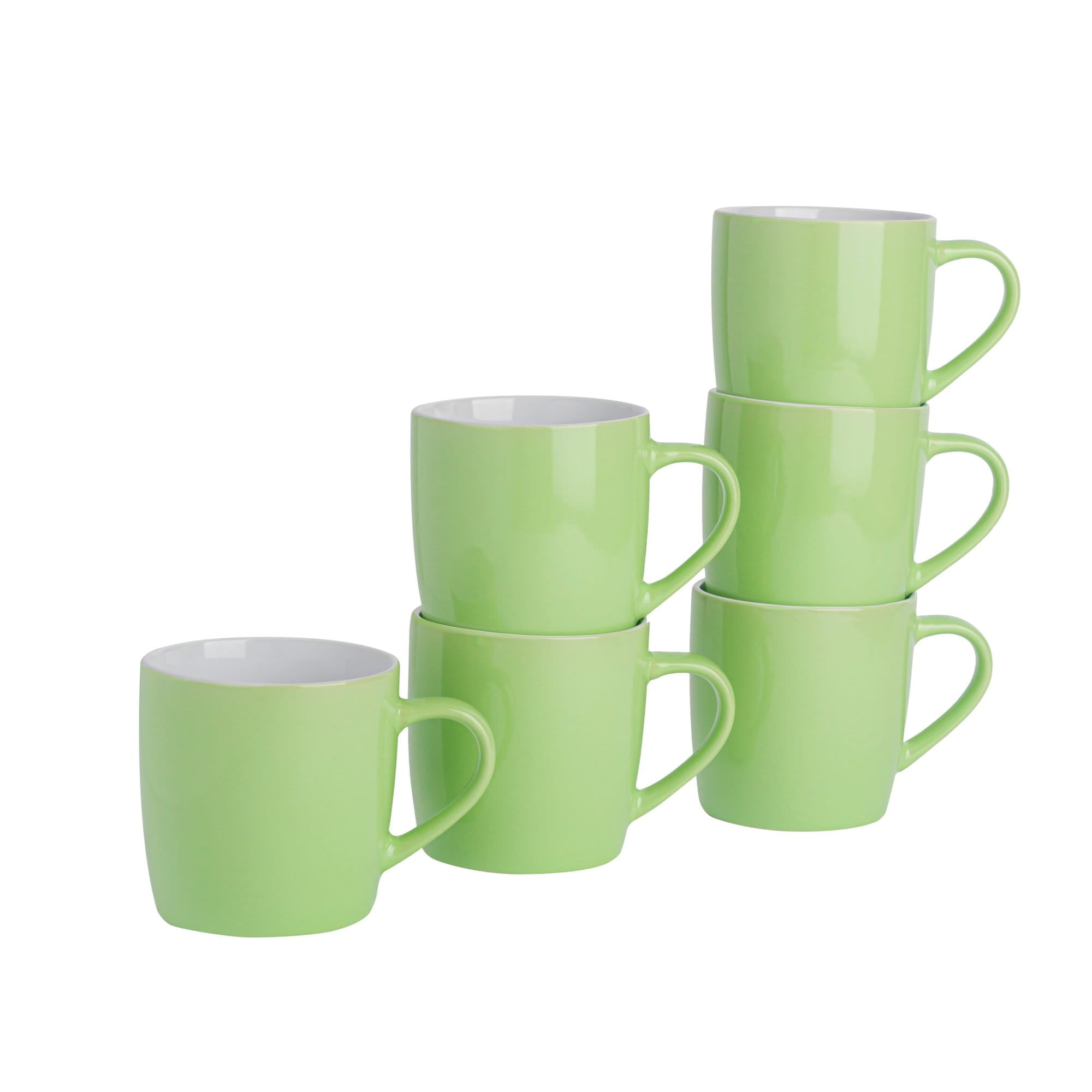 350ml Green Coloured Coffee Mugs - Pack of Six
