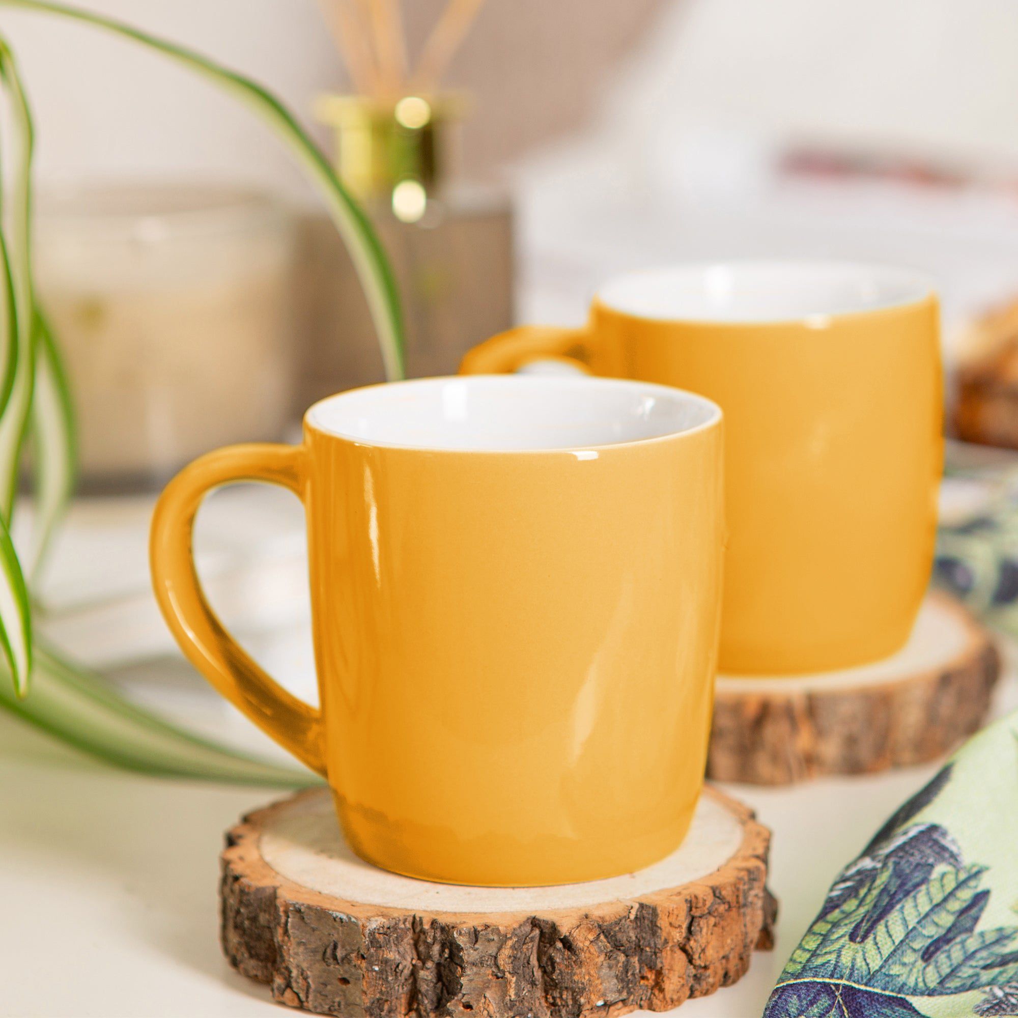 350ml Yellow Coloured Coffee Mugs - Pack of Six