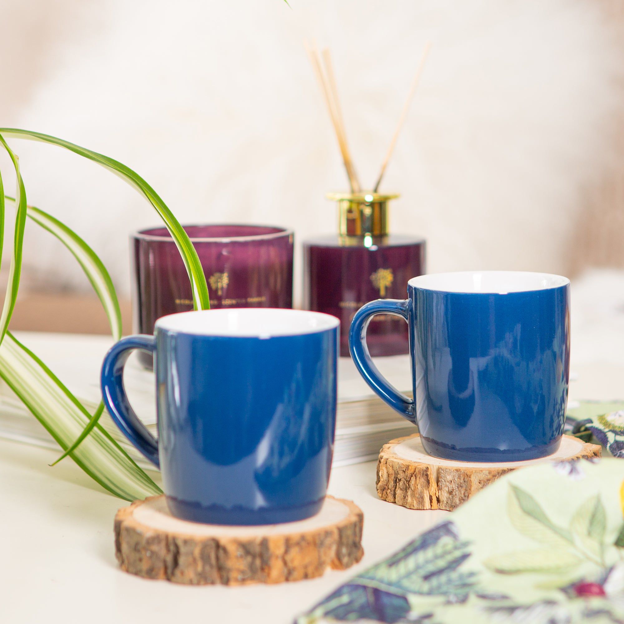 350ml Navy Coloured Coffee Mugs - Pack of Six