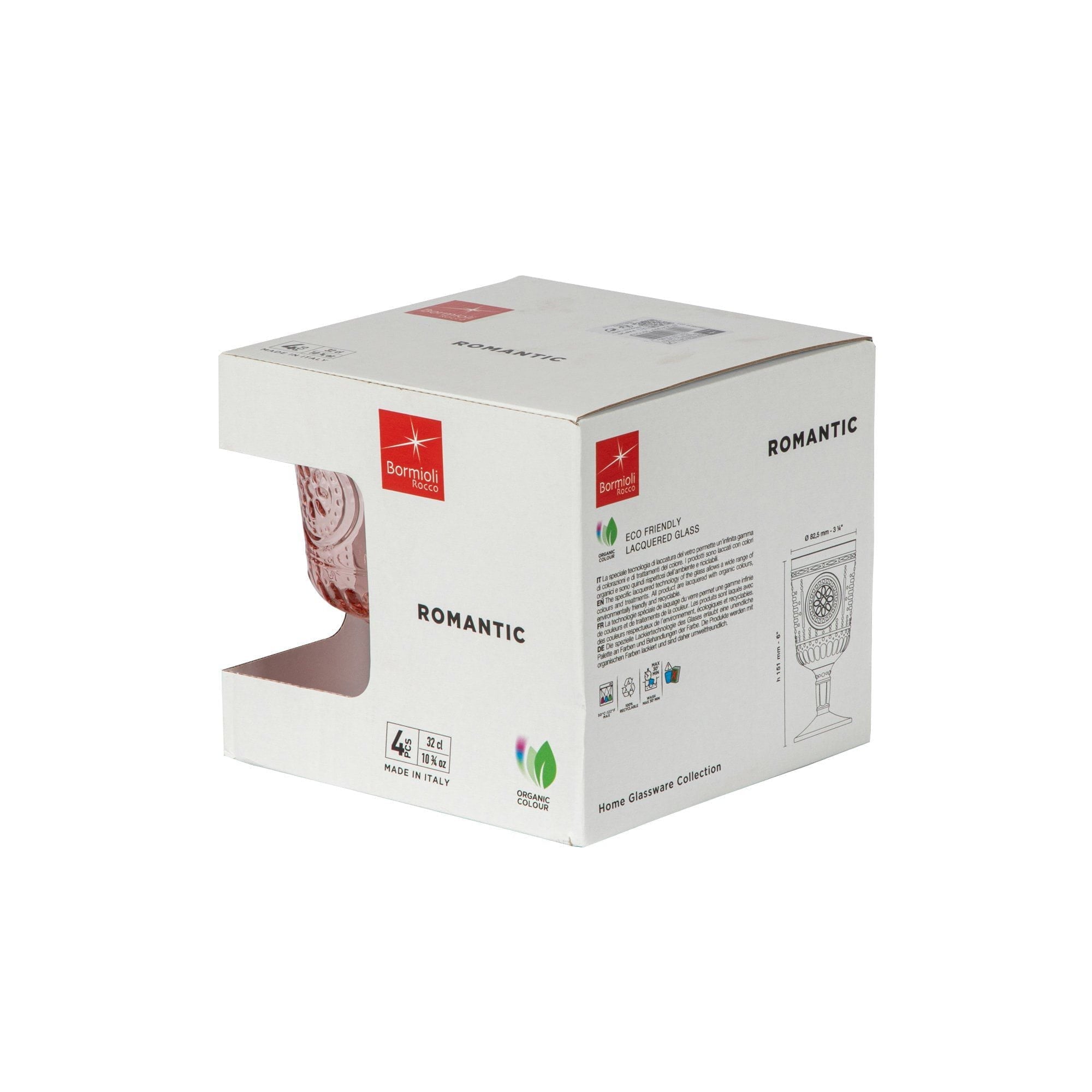 320ml Pink Romantic Wine Glasses - Pack of Four