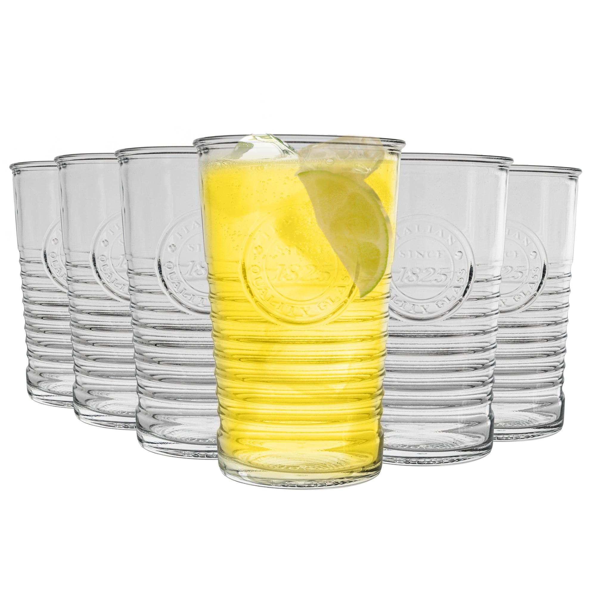 thumbnail image 2 of Bormioli Rocco Officina1825 Set Of 6 Vintage Style Cooler Drinking Glasses | 16 Oz, Made In Italy 2 of 5