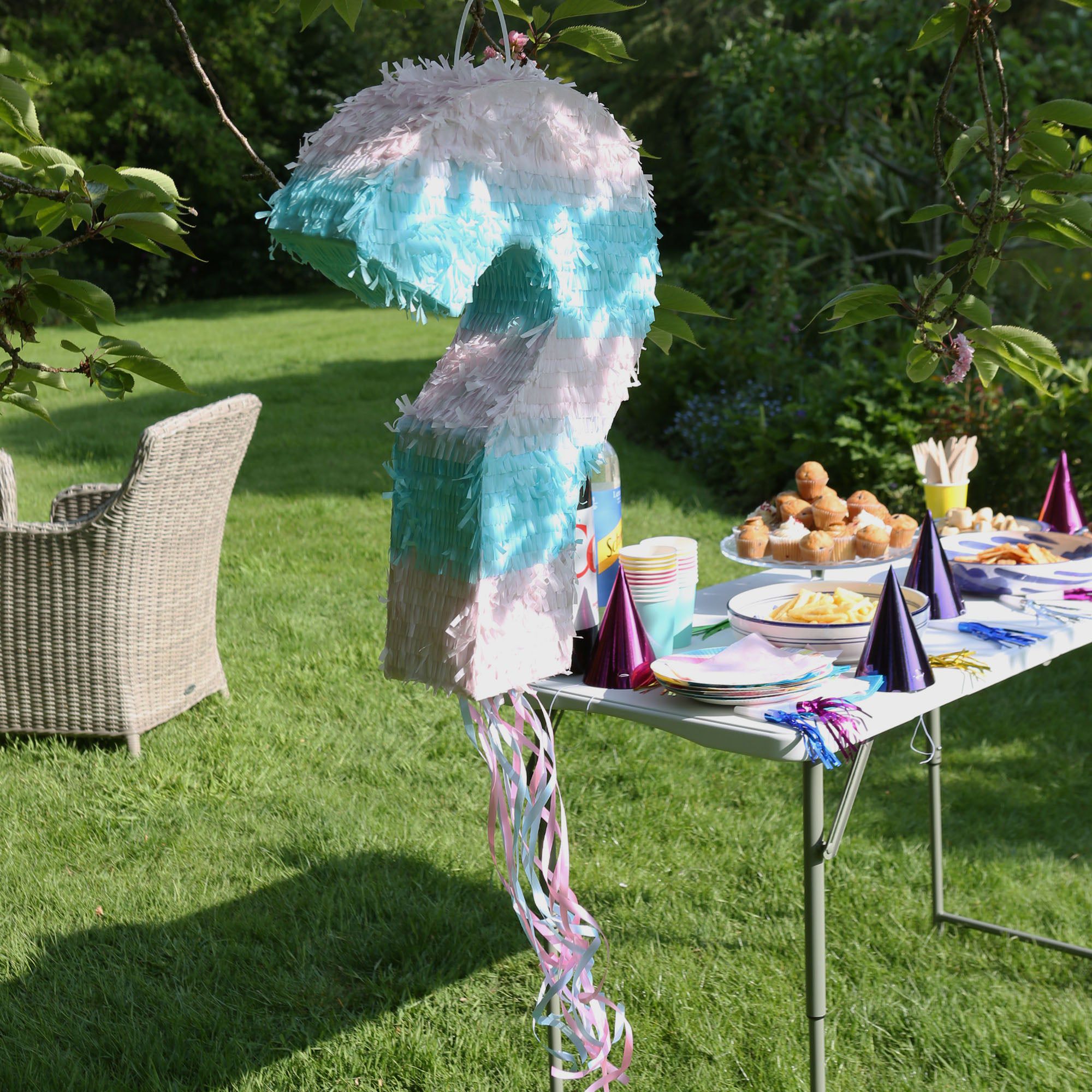 2pc Gender Reveal Pull String Large Pinata Set with Blindfold