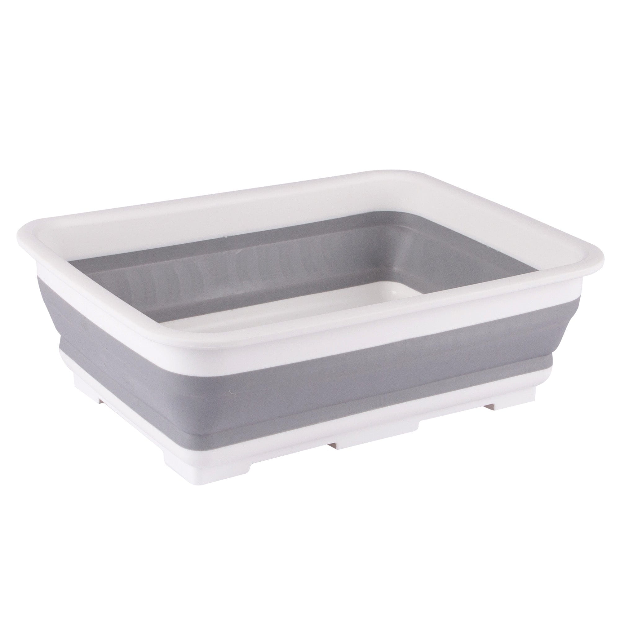 White/Grey 7L Plastic Collapsible Washing Up Bowl - By Ashley