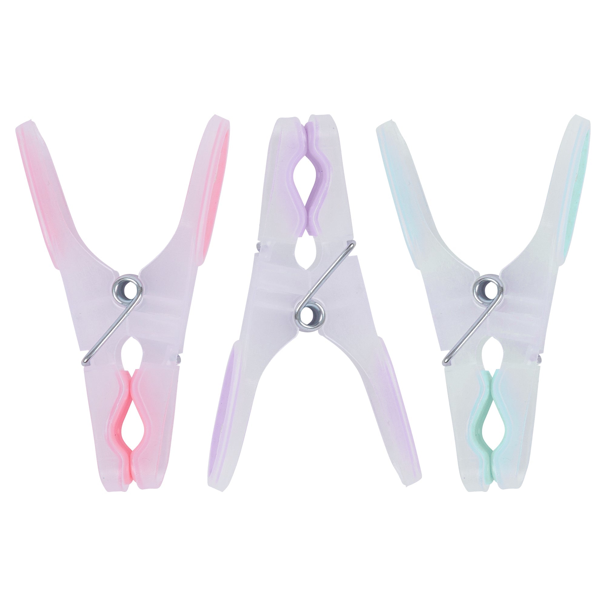 Multi Plastic Soft Touch Clothes Pegs - Pack of 12