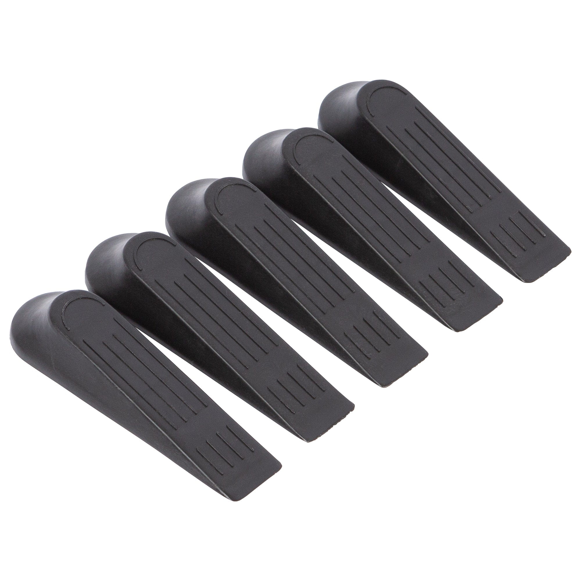 Black Rubber Wedge Door Stops - Pack of 5 - By Ashley