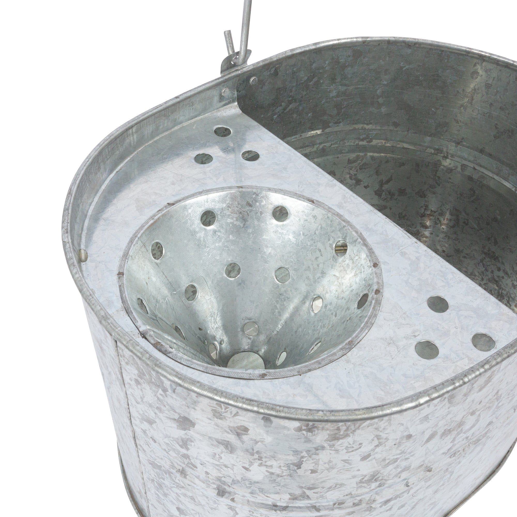 Silver Galvanised Steel Mop Bucket with Wringer