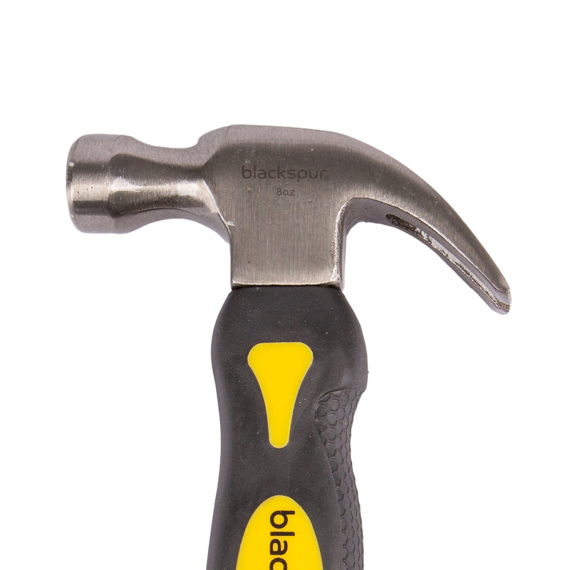 Yellow Magnetic 8oz Forged Steel Stubby Claw Hammer - By Blackspur