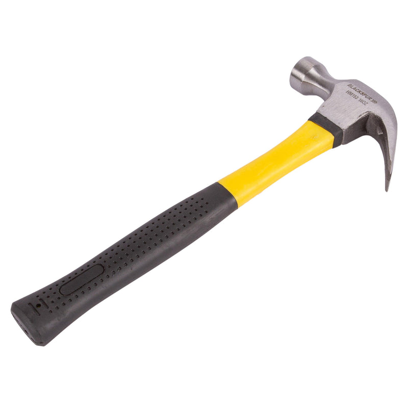 Yellow 16oz Fibreglass Claw Hammer - By Blackspur