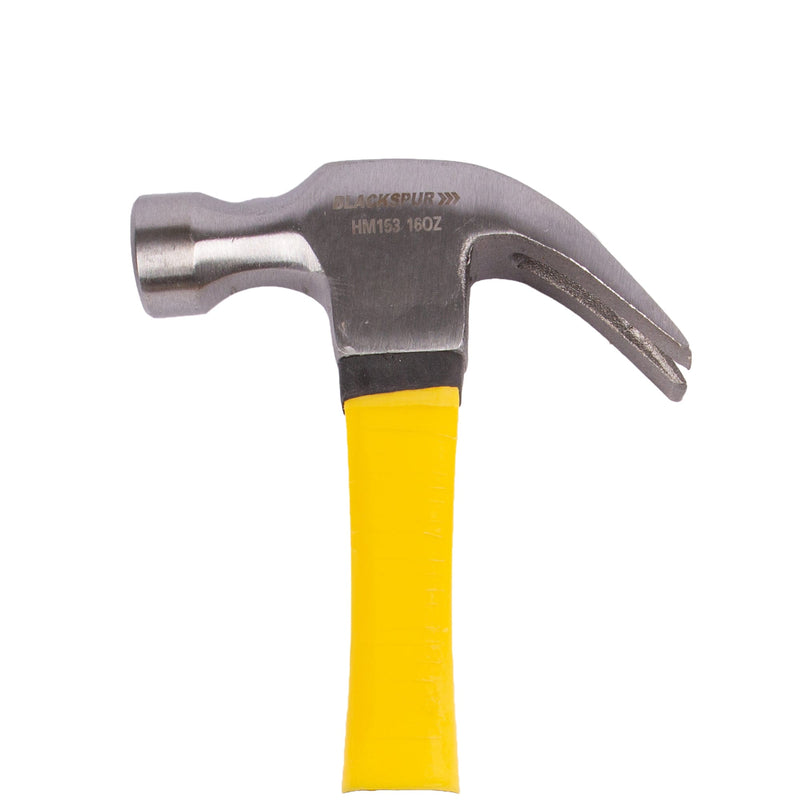 Yellow 16oz Fibreglass Claw Hammer - By Blackspur