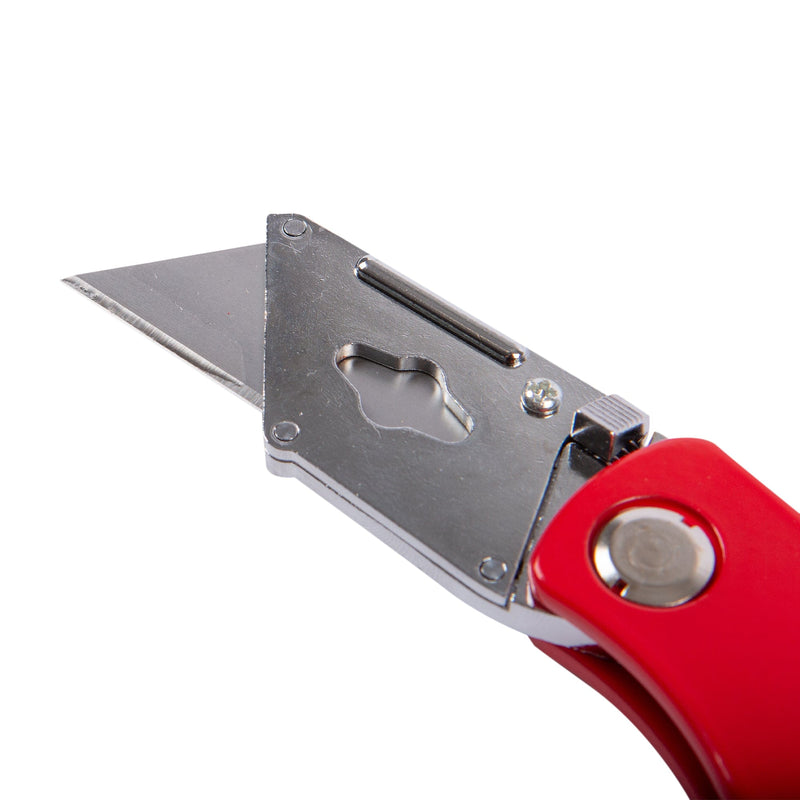 Red Aluminium Folding Lock Back Utility Knife Set - By Blackspur