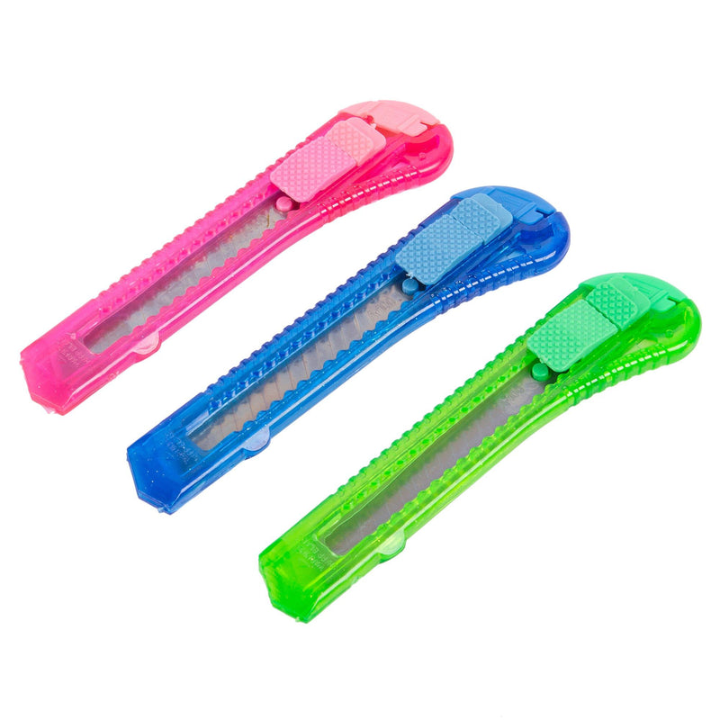 3pc Multicolour Snap-Off Utility Knife Set - By Blackspur