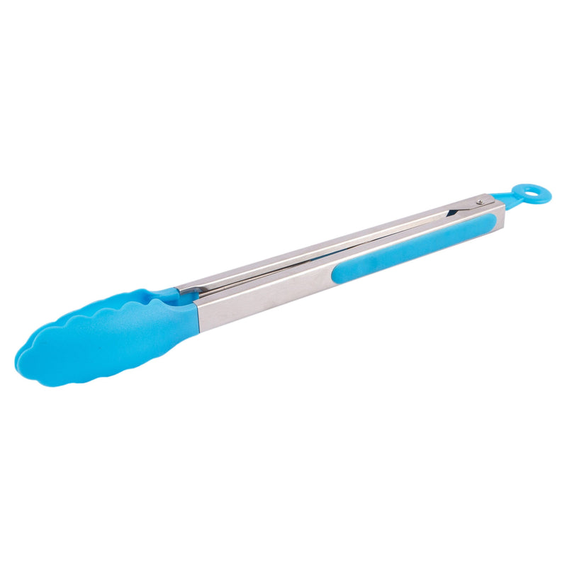 Blue 35cm Stainless Steel Food Tongs - By Ashley