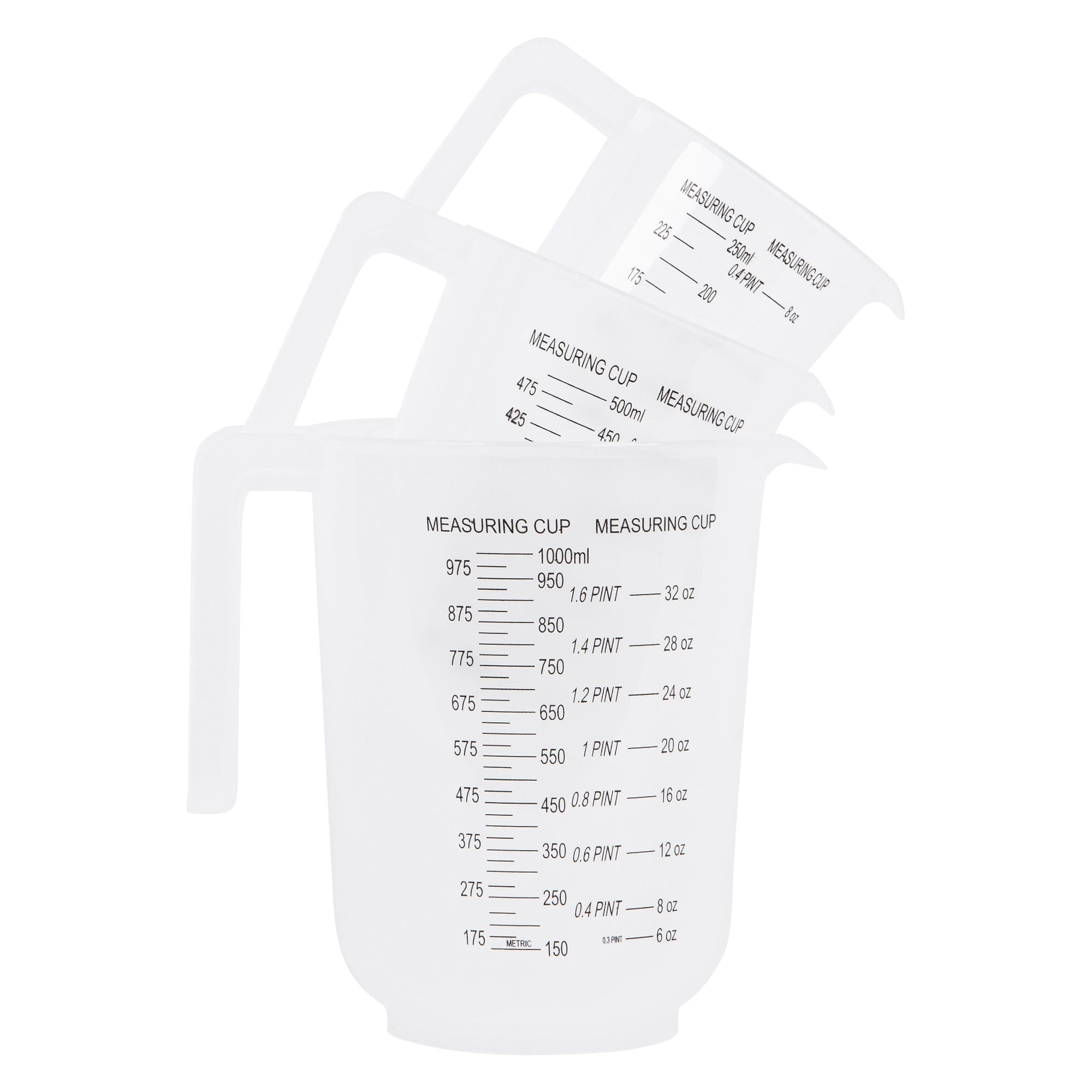 3pc White Plastic Measuring Jug Set