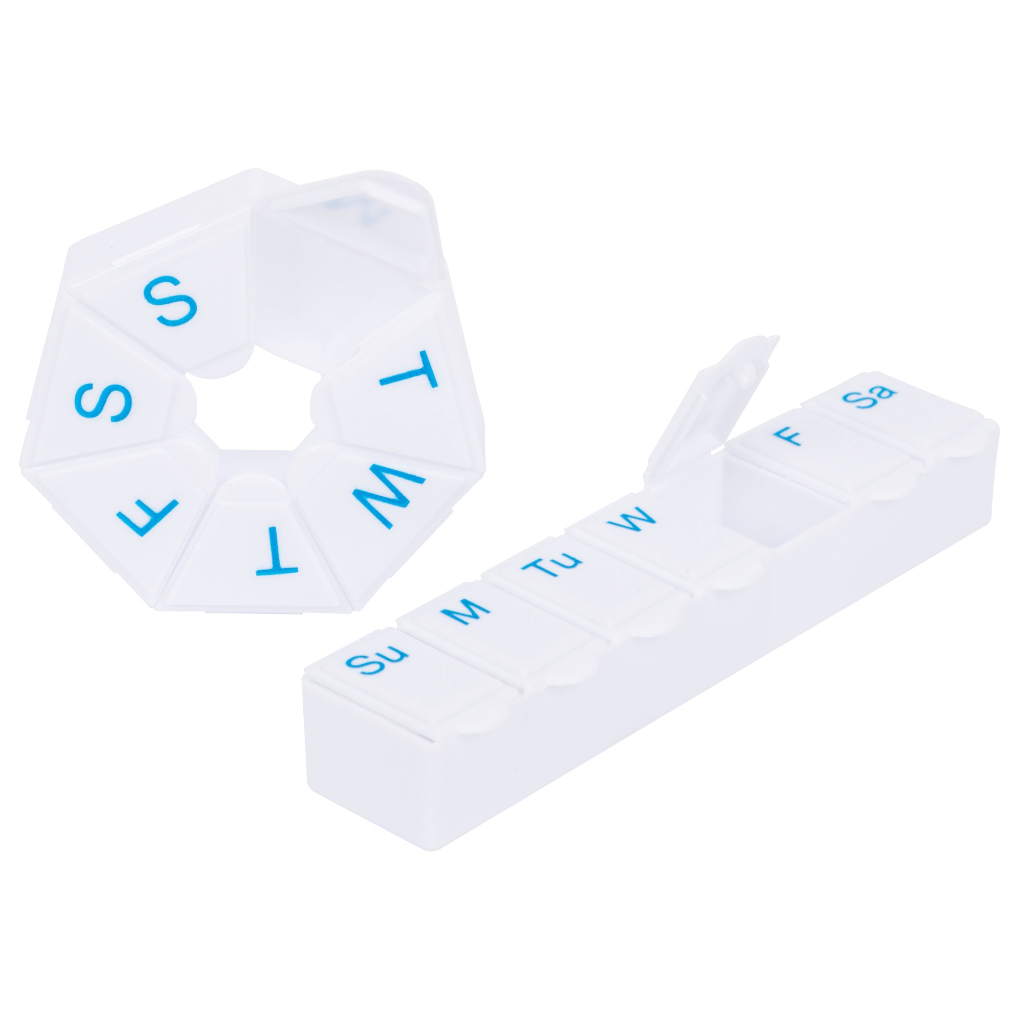 2pc White Plastic Pill Box Set