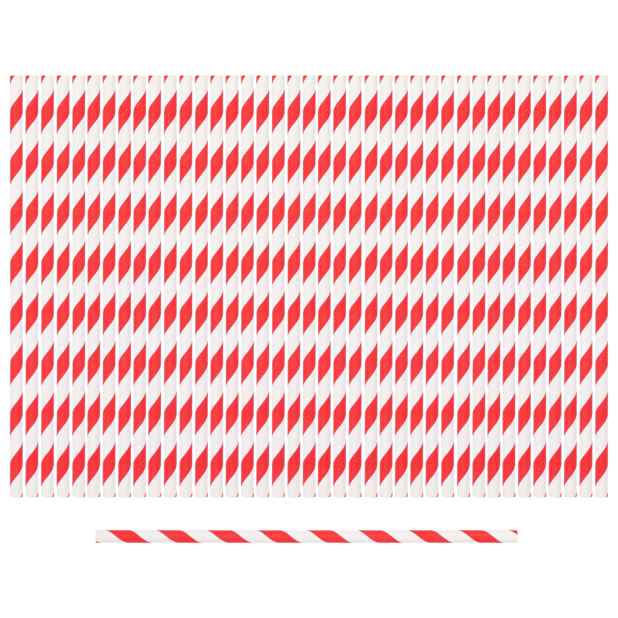 Red Stripe 19.5cm Paper Straws - Pack of 40 - By Ashley