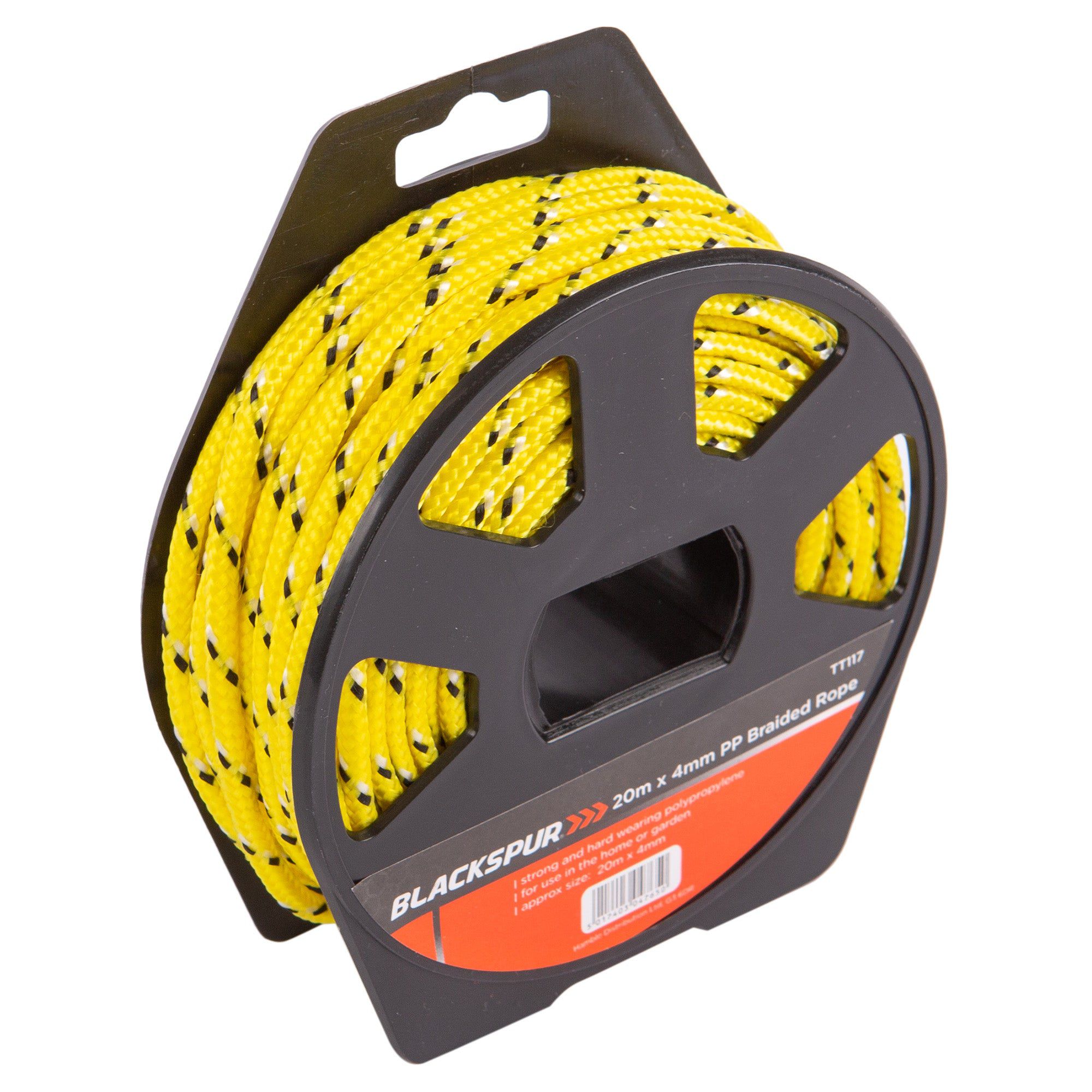 Yellow 20m Polypropylene Braided Rope on Reel