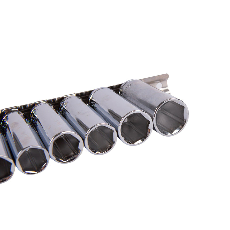 8pc Carbon Steel Metric Deep Socket Set - By Pro User